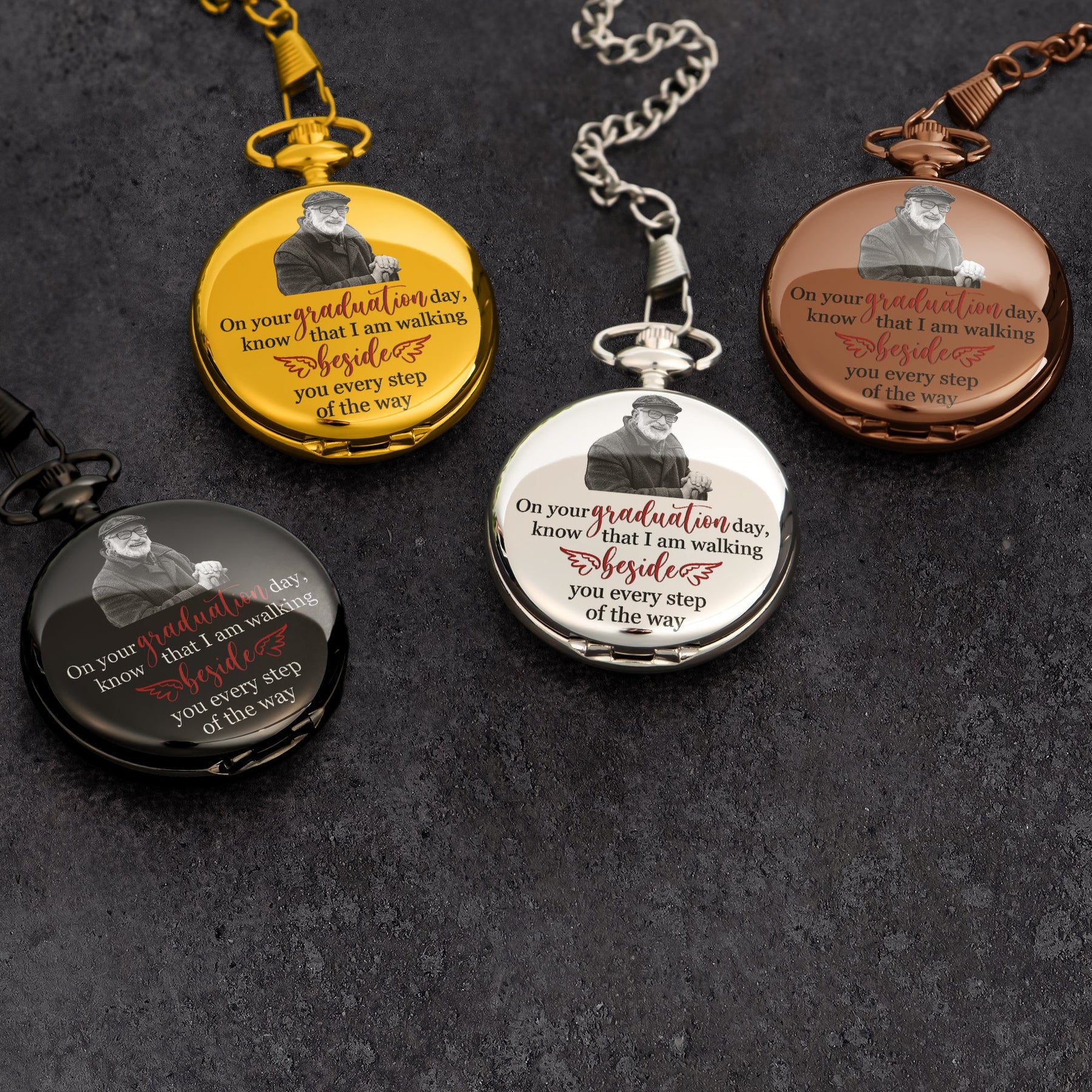 On Your Graduation Day Memorial Custom Photo - Personalized Pocket Watch