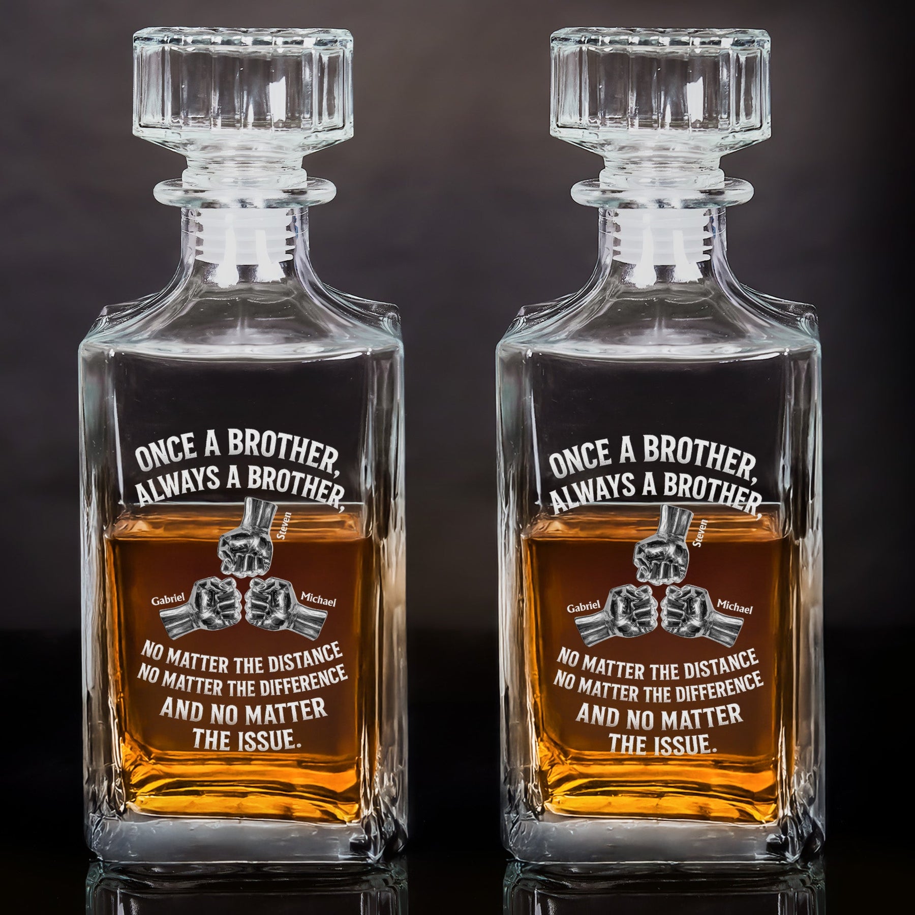 Once A Brother, Always A Brother, No Matter The Distance - Custom Decanter