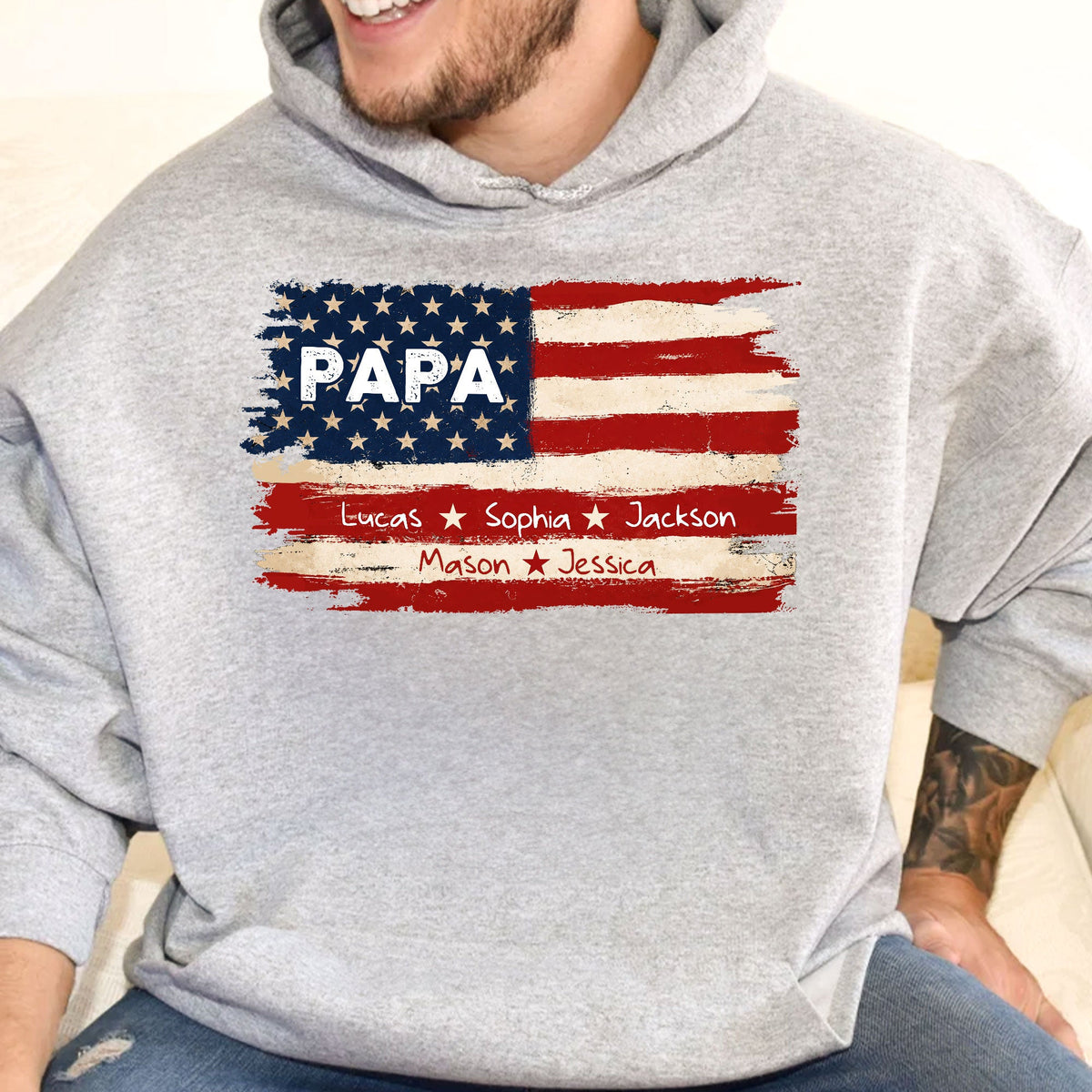 Patriotic American Flag Gift For Him Grandpa Dad - Personalized Shirt