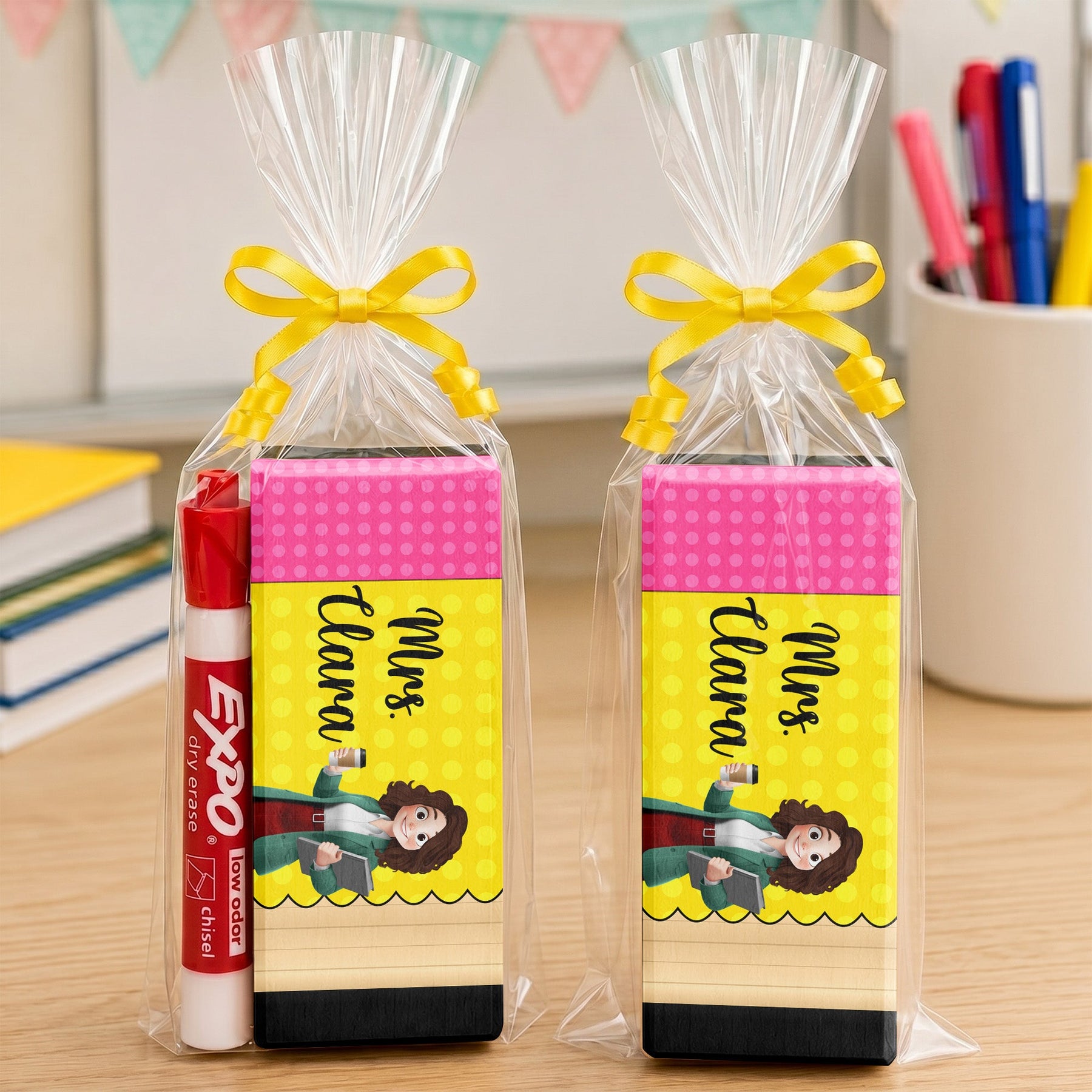 Pencil Theme Teacher - Personalized Whiteboard Eraser