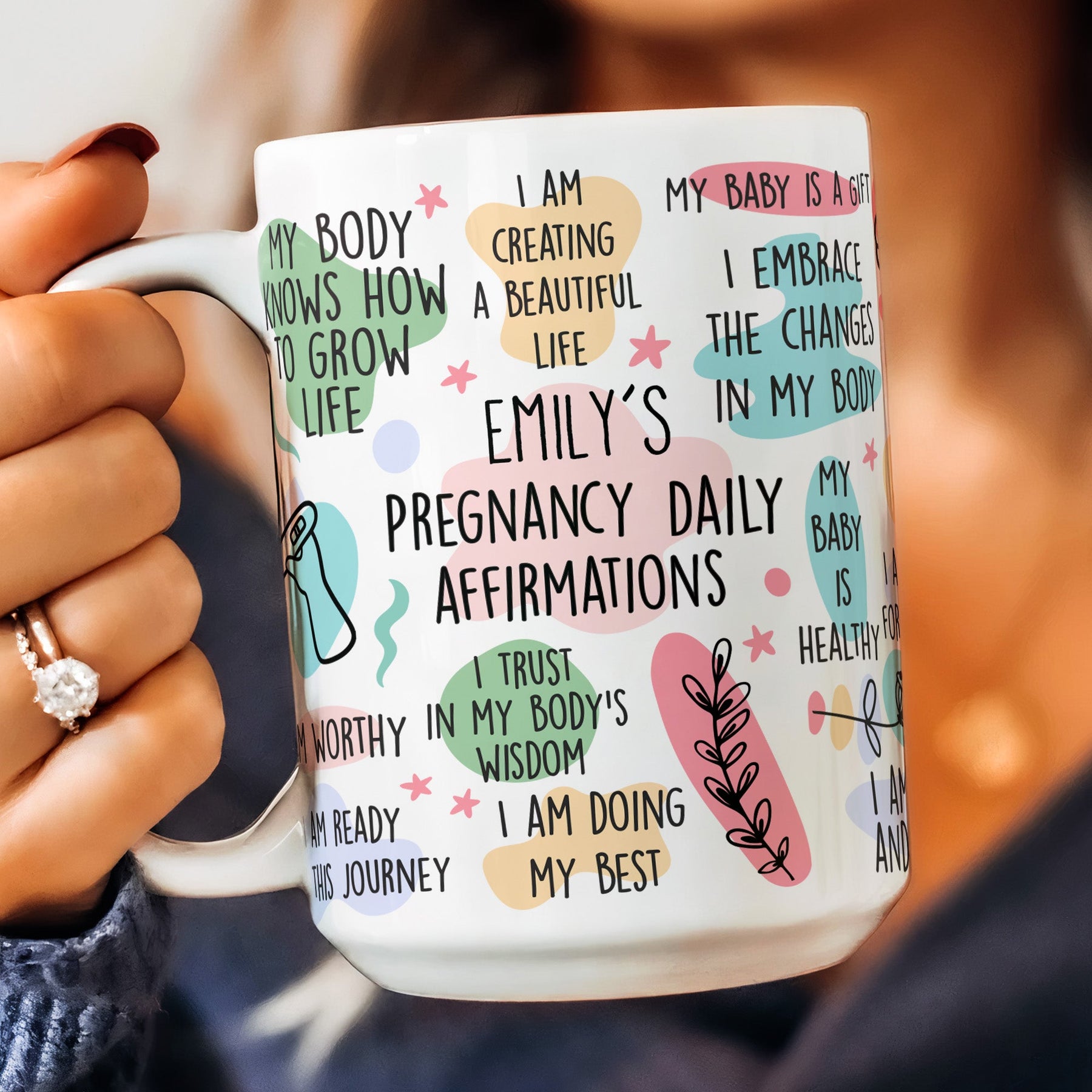 Pregnancy Daily Affirmations Gift For New Mom - Personalized Mug