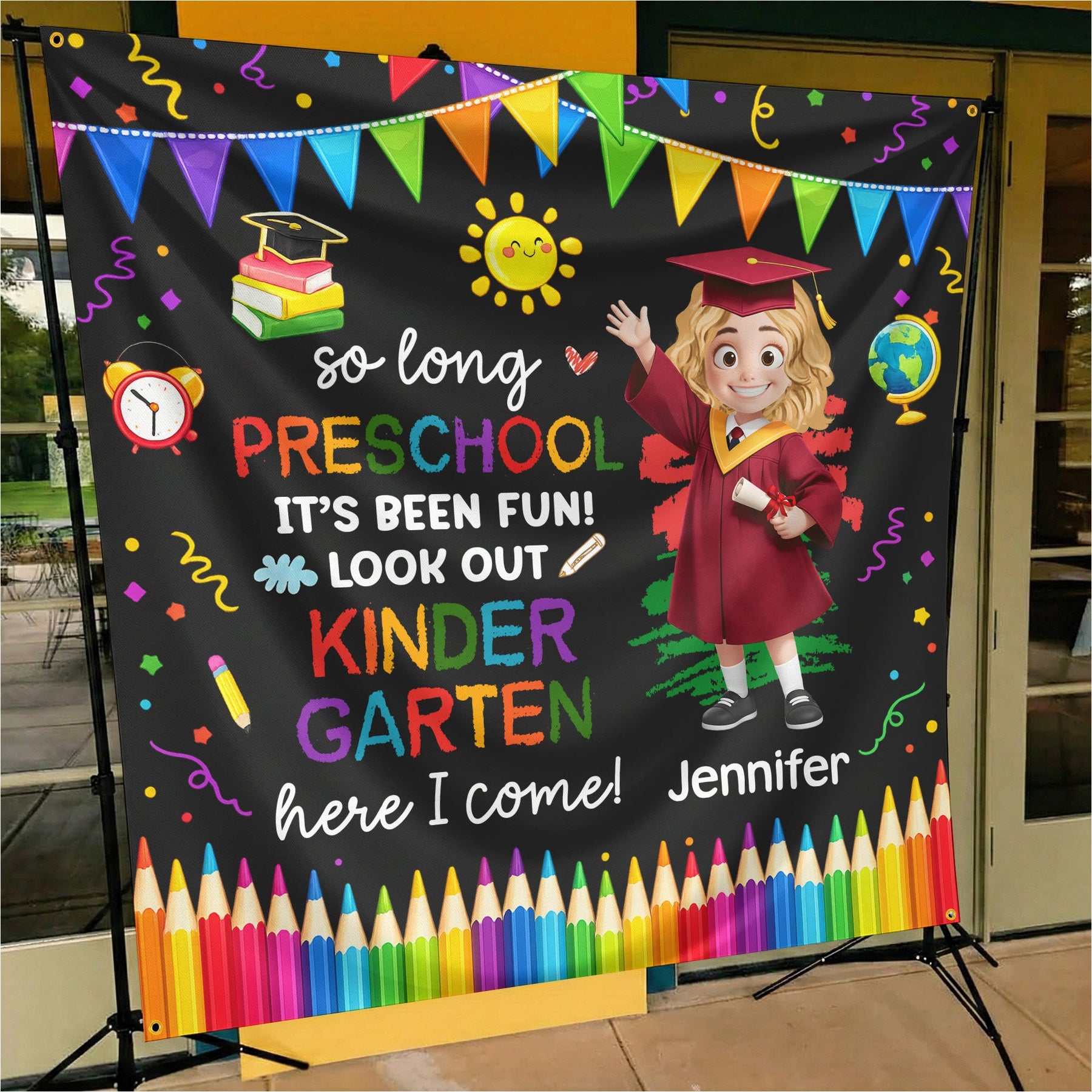 Preschool Kindergarten Graduation - Personalized Backdrop