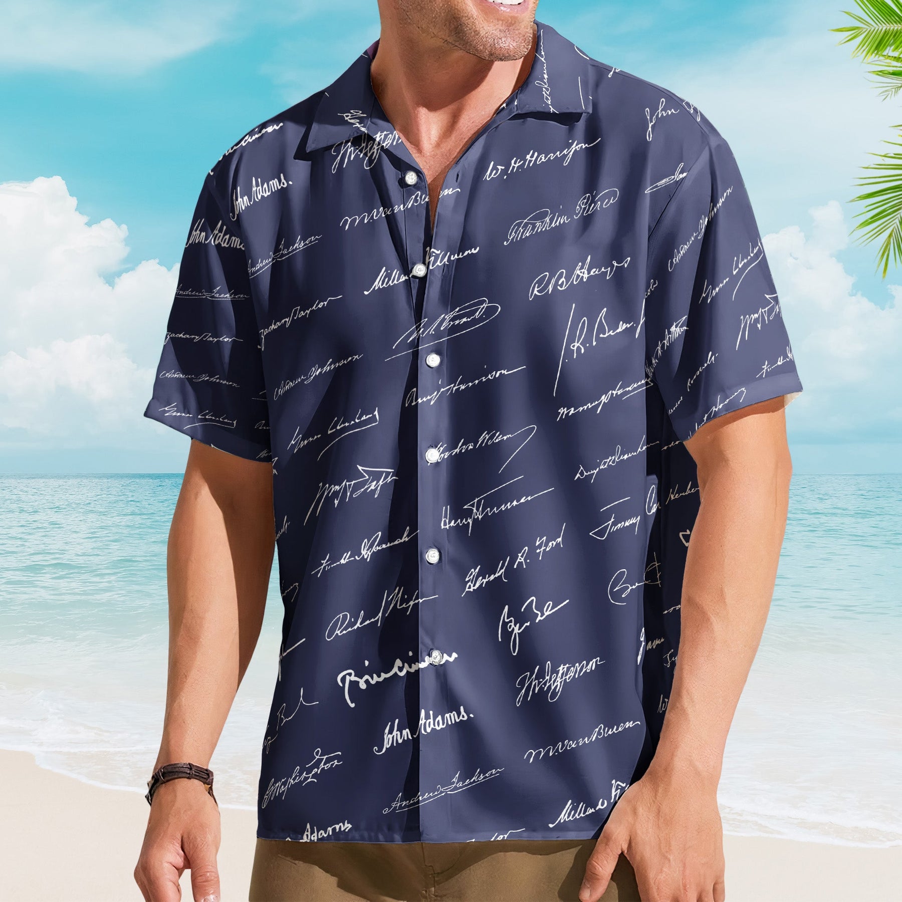 Presidential Signature Pattern - Personalized Hawaiian Shirt