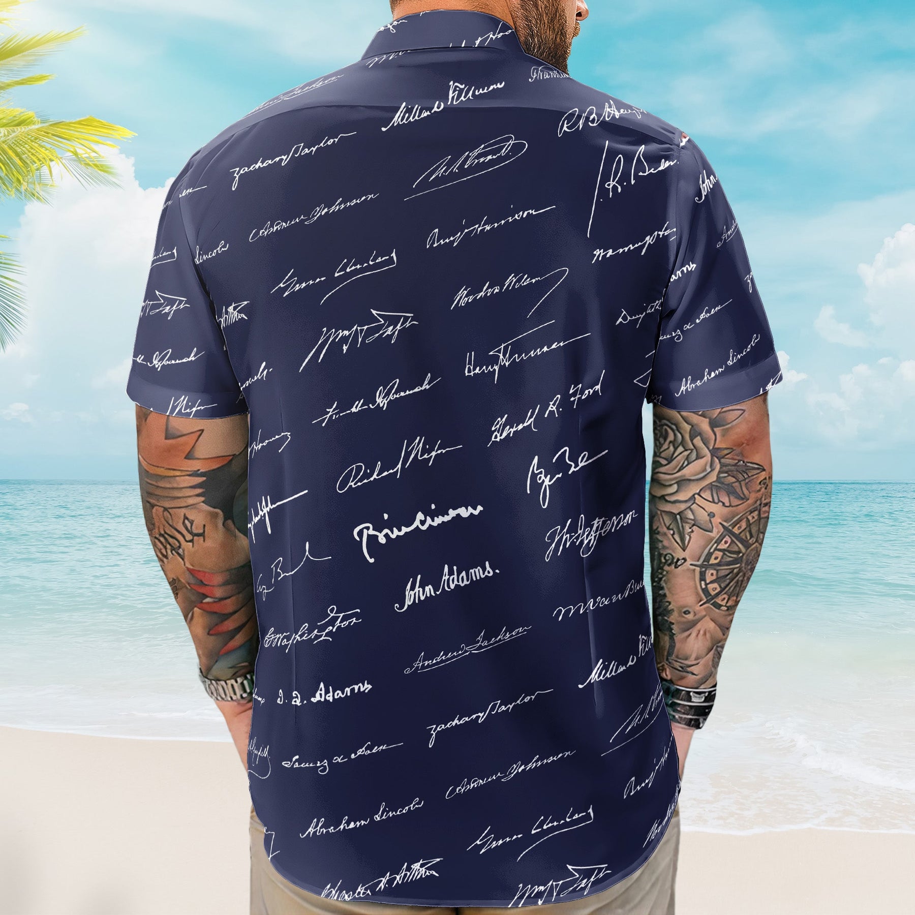 Presidential Signature Pattern - Personalized Hawaiian Shirt