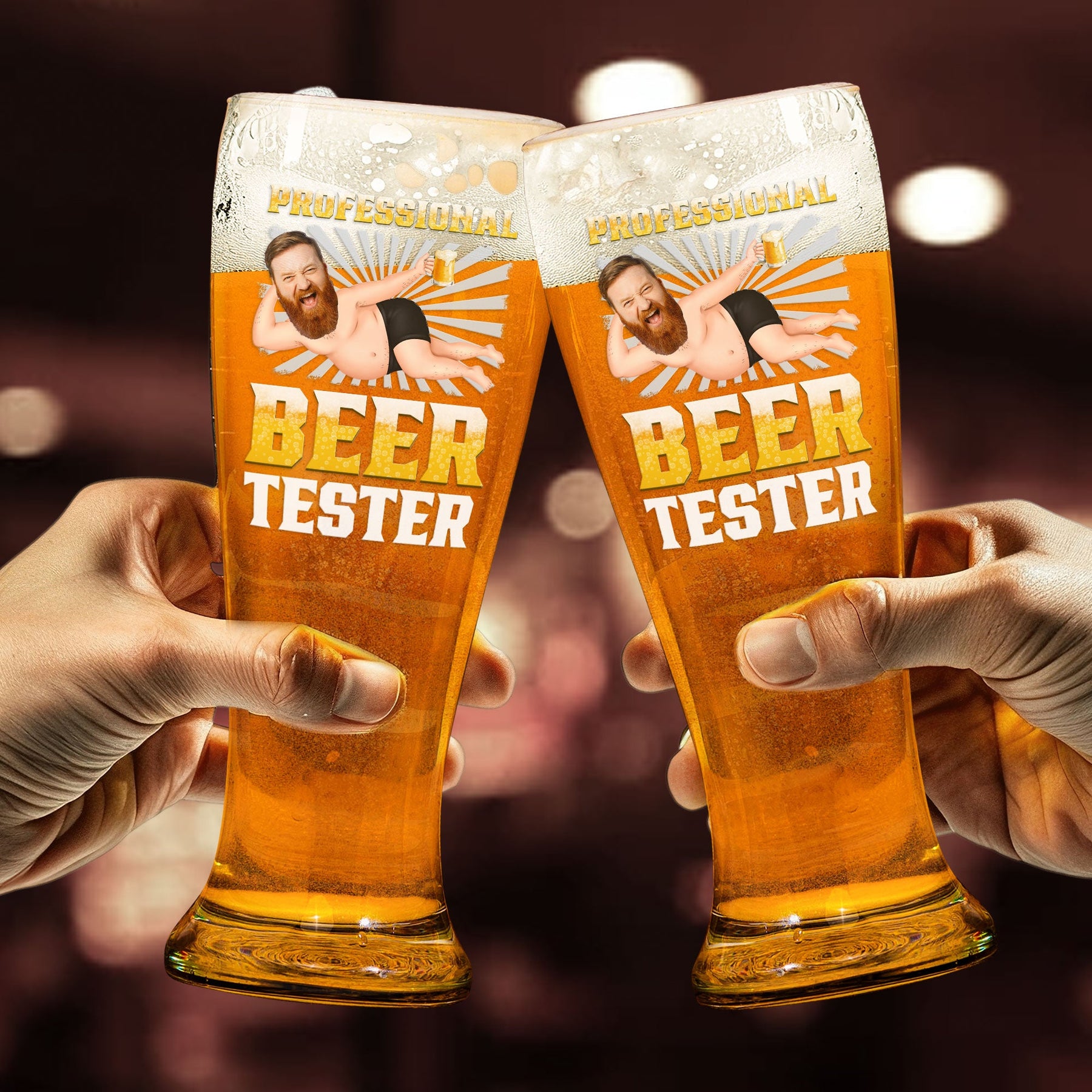 Professional Beer Tester - Personalized Photo Pilsner Glass