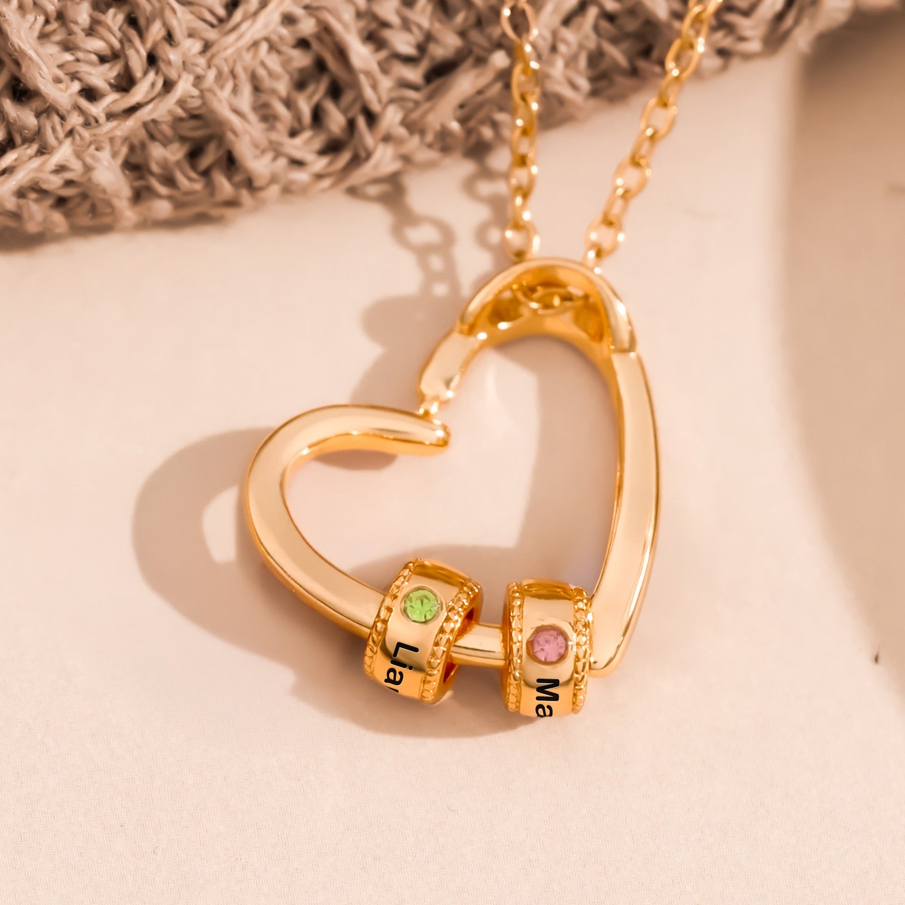 Promise Necklace Couple Gift For Her - Personalized Birthstone Name Necklace With Heart Pendant