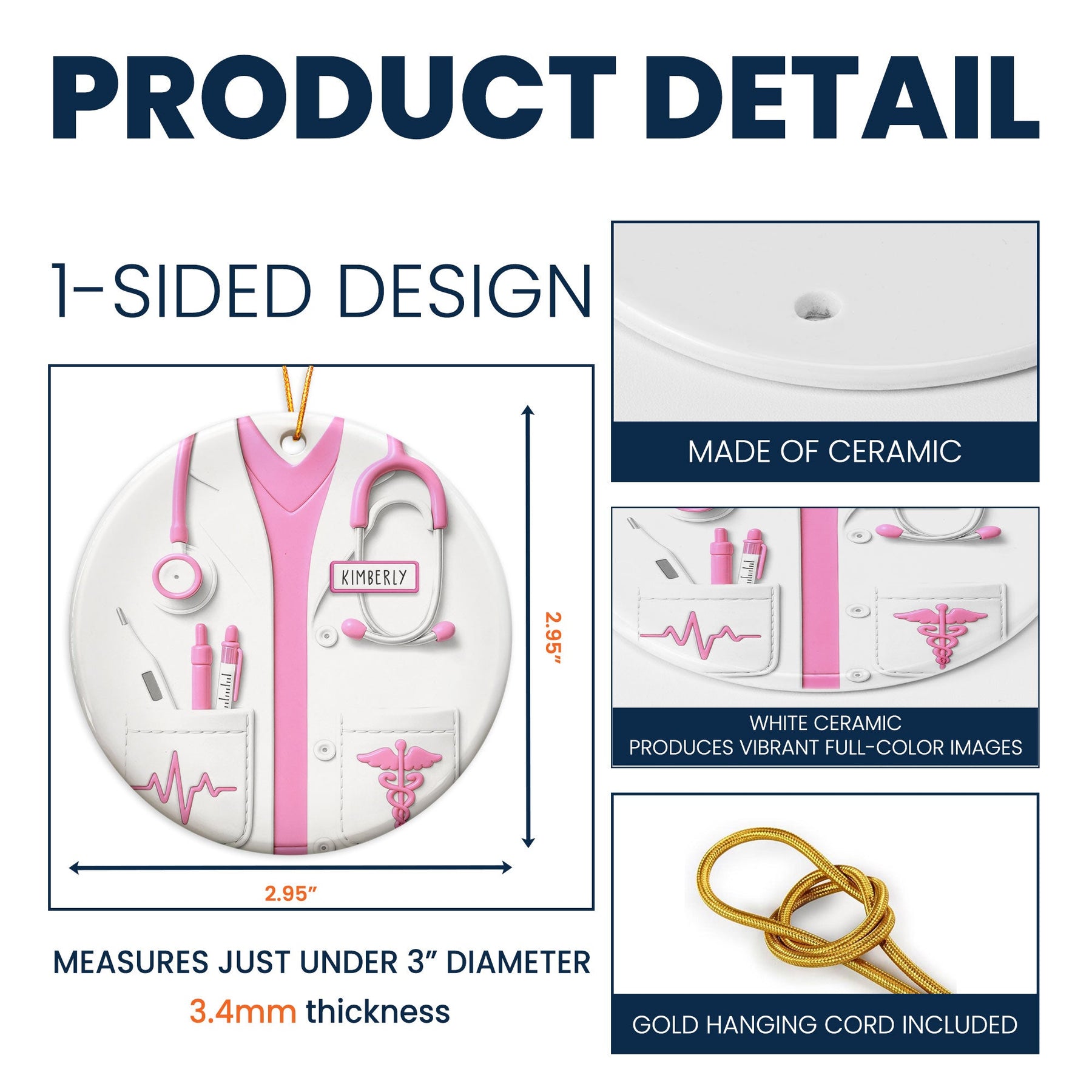 Proud Nurse Custom Scrubs - Gift For Nurse - Personalized Ceramic Ornament