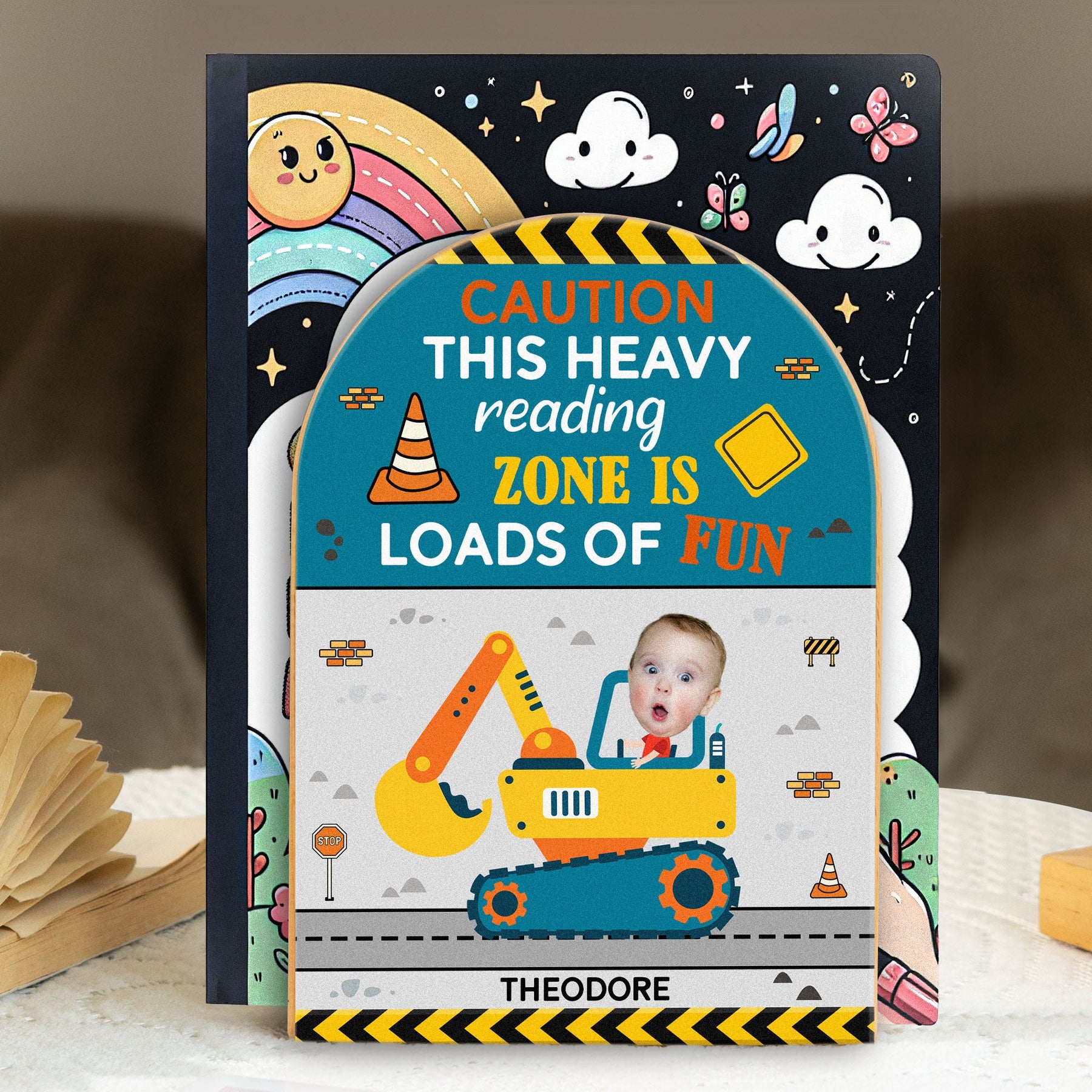 Reading Zone Is Loads Of Fun - Custom Photo Wood Book Ends