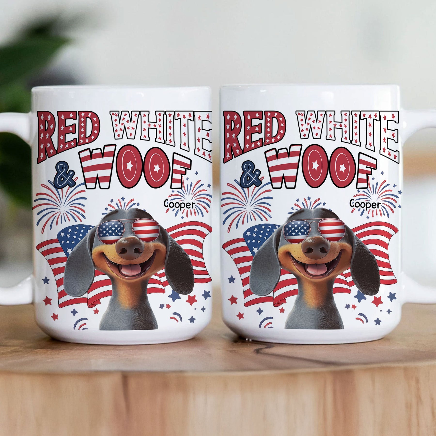 Red White Woof - Personalized Mug