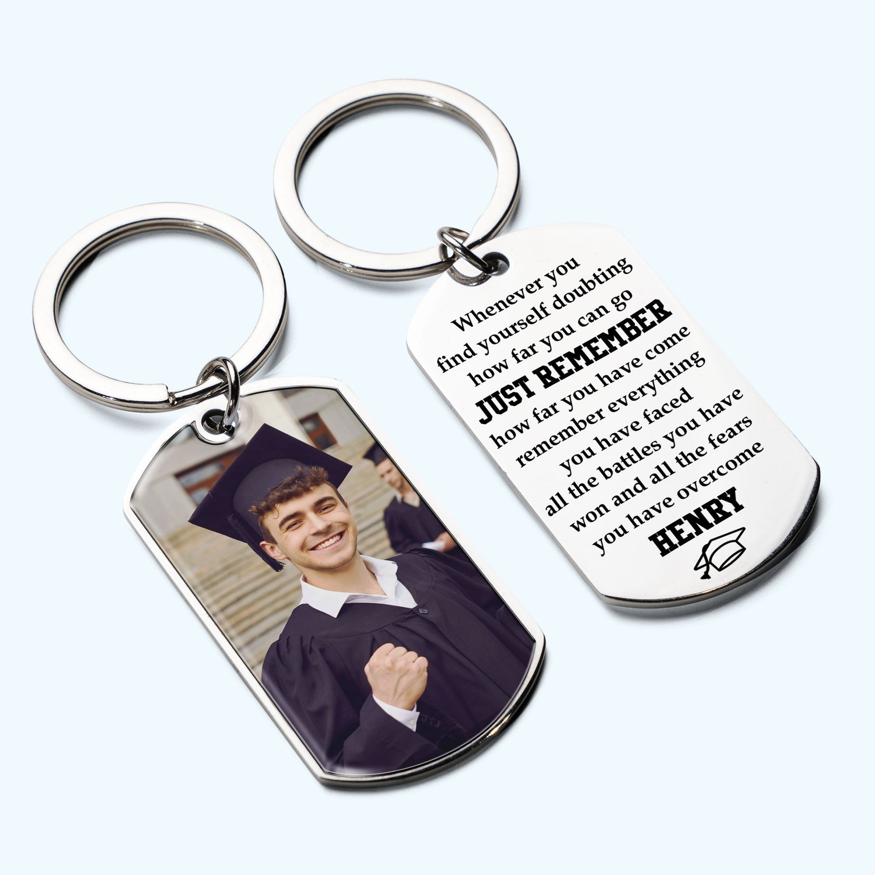 Remember How Far You Have Come - Personalized Stainless Steel Photo Keychain
