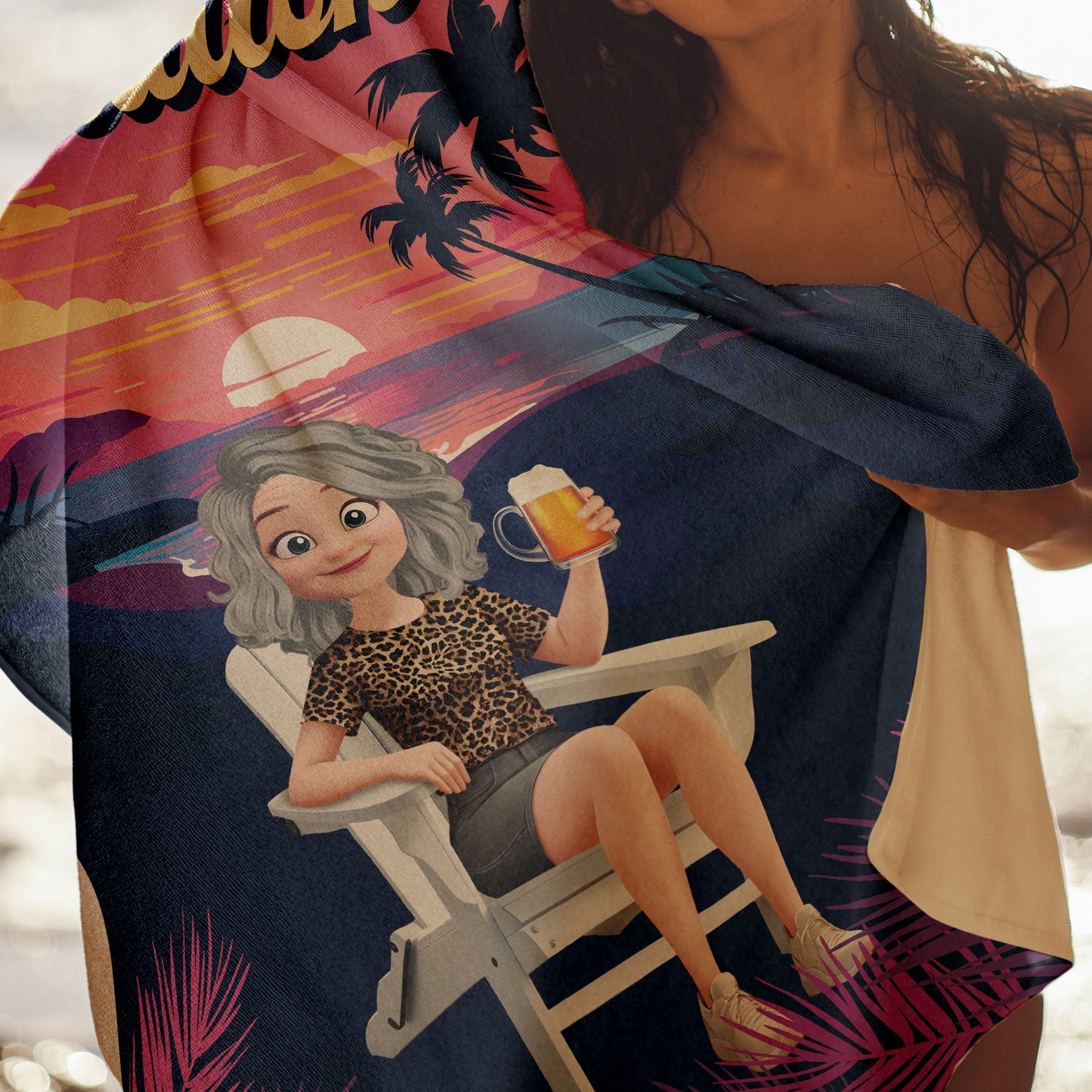 Retirement Permanent Vacation Retro Summer - Personalized Quick-Dry Beach Towel
