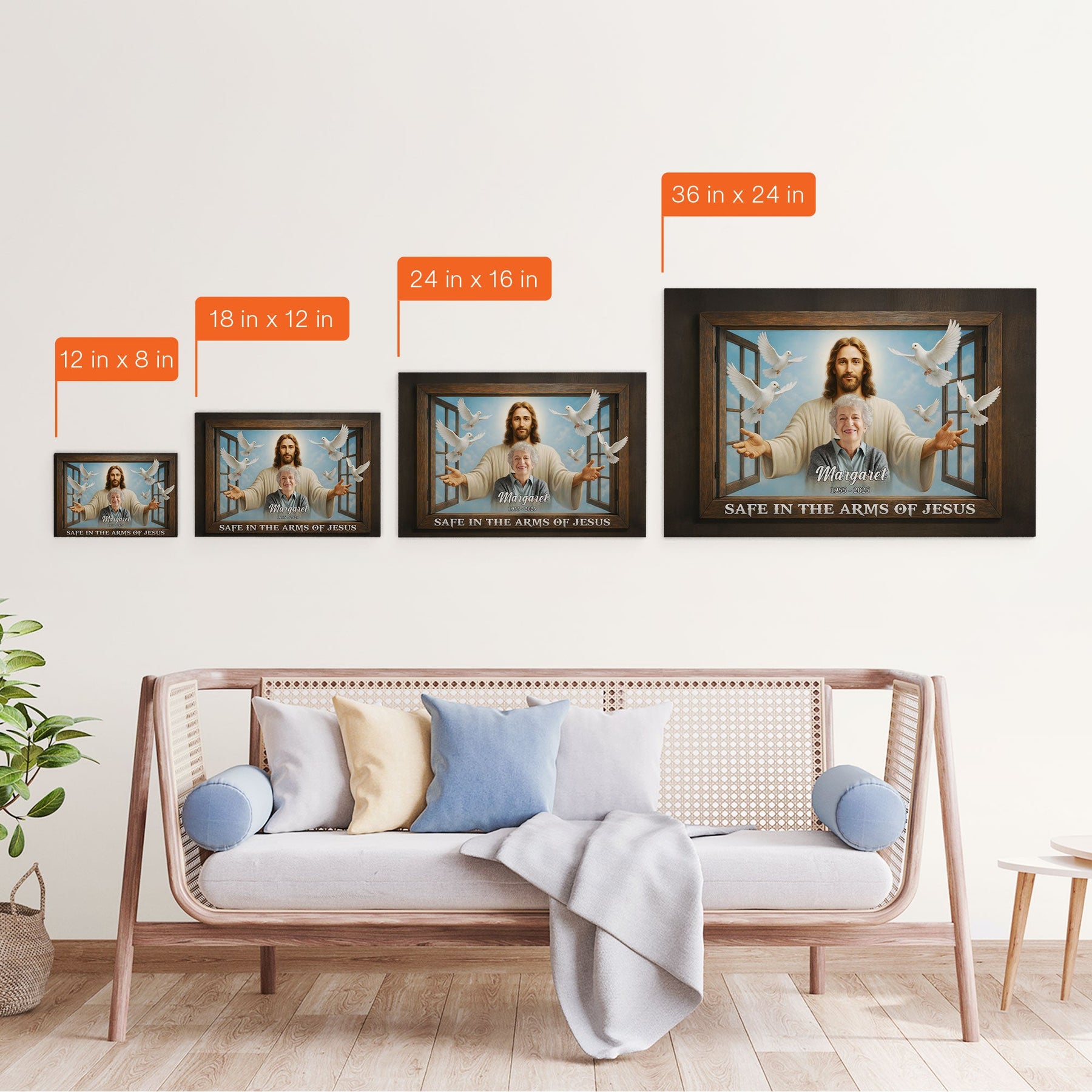 Safe In The Arms Of Jesus - Personalized Photo Wrapped Canvas