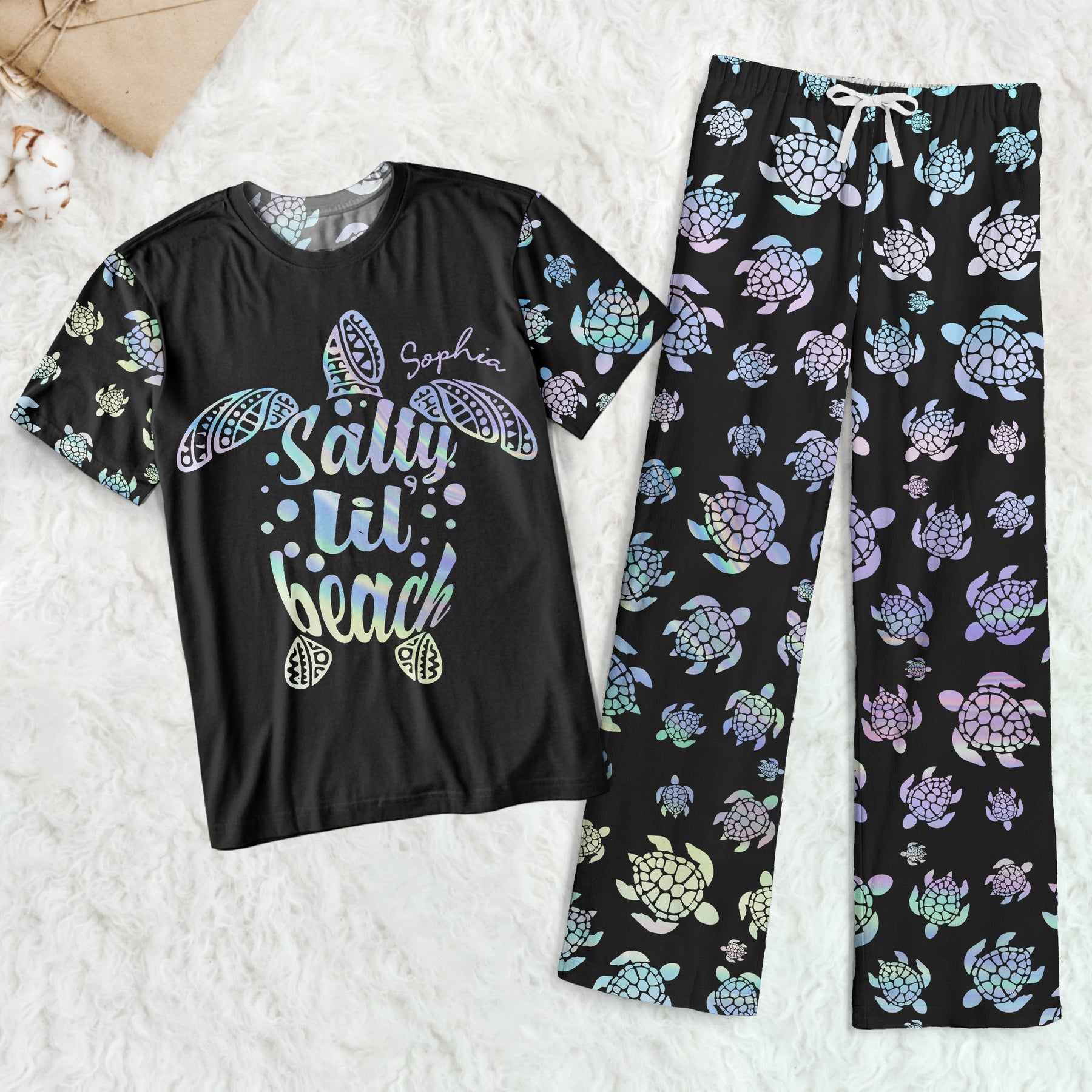 Salty Lil' Beach Aurora Turles - Personalized Pajama Shorts Set