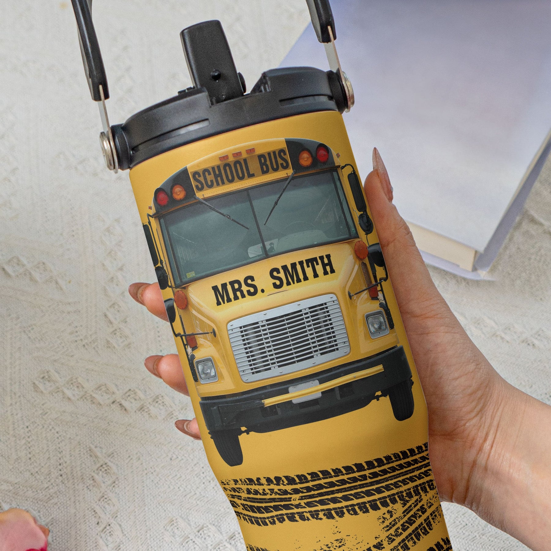 School Bus Driver Life Custom Name Gift - Personalized 30oz Tumbler With Handle