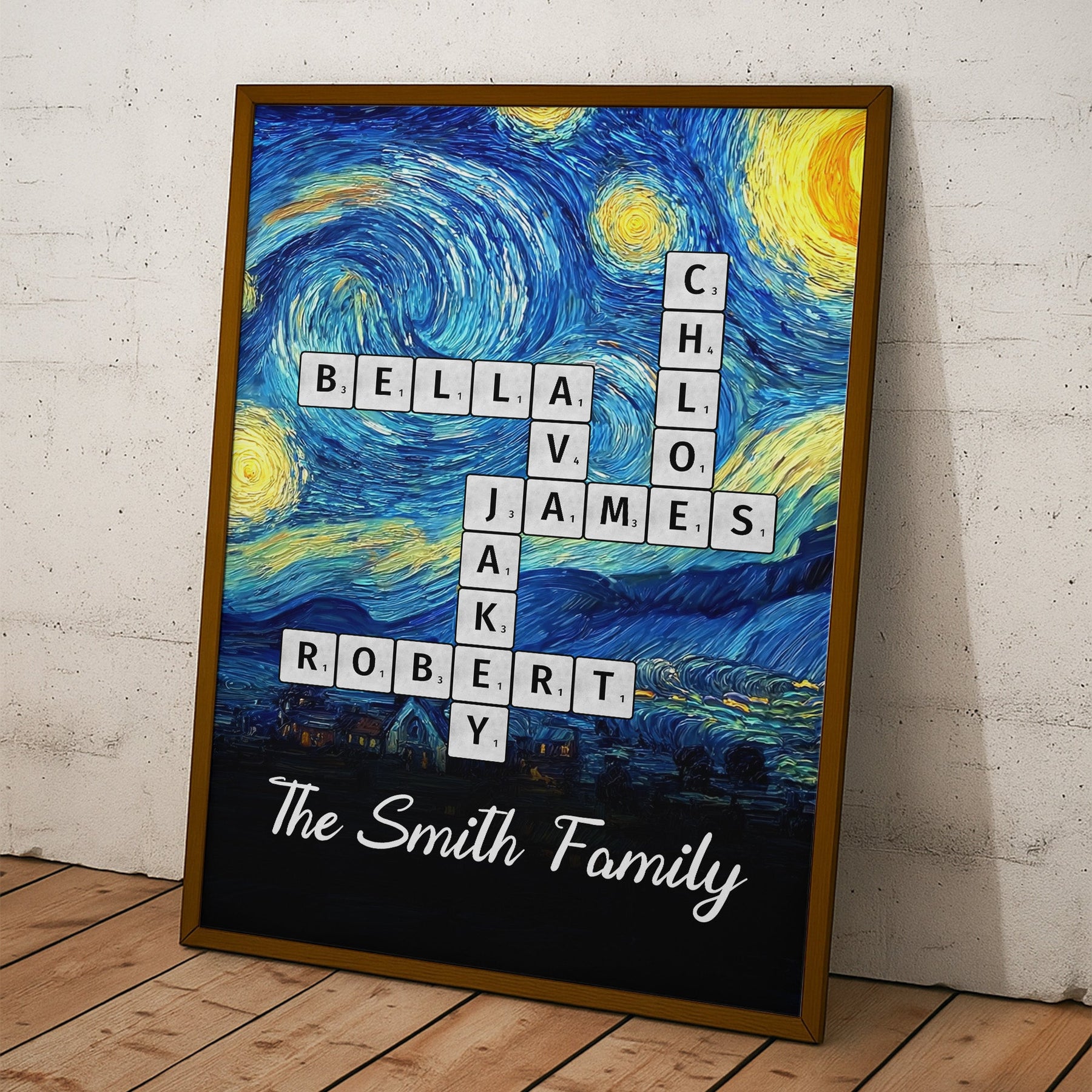 Scrabble Name Van Gogh Style - Personalized Poster