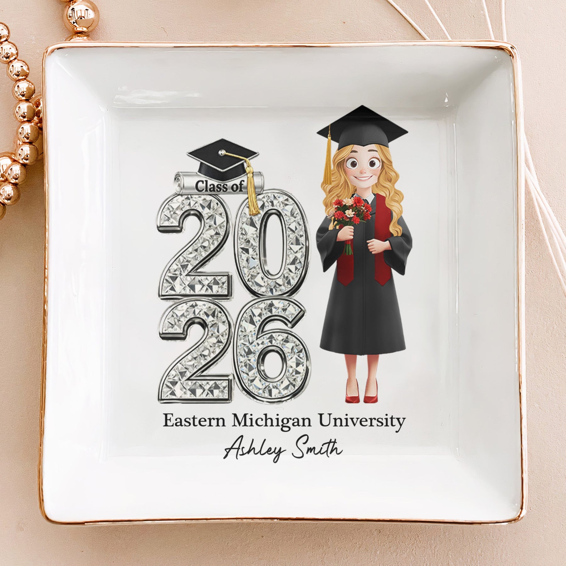 Shiny Effect Class Of 2026 2026 Senior - Personalized Jewelry Dish