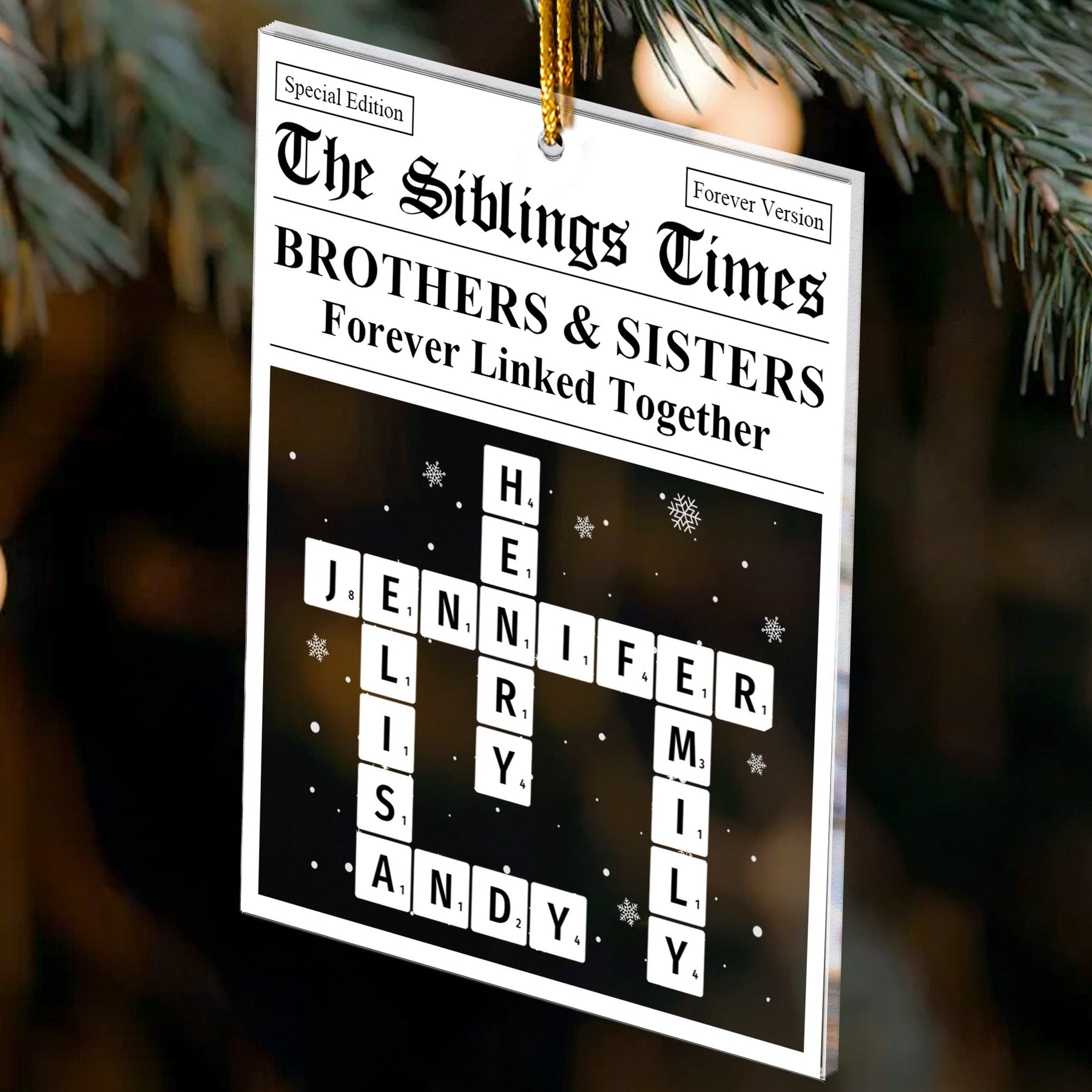 Siblings Times Scrabble Name - Personalized Acrylic Ornament