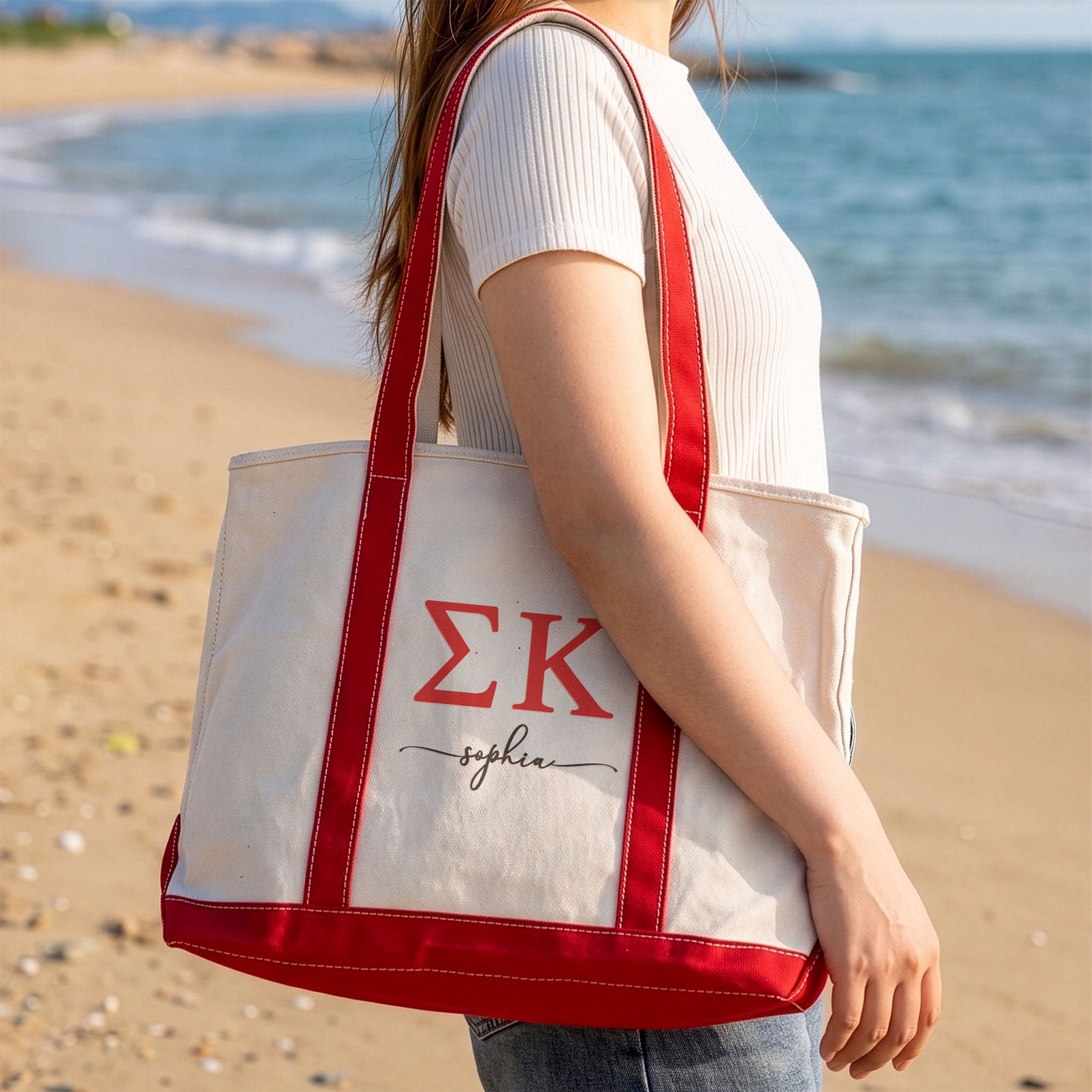 Sorority Greek Letters Monogram - Personalized Tote Bag