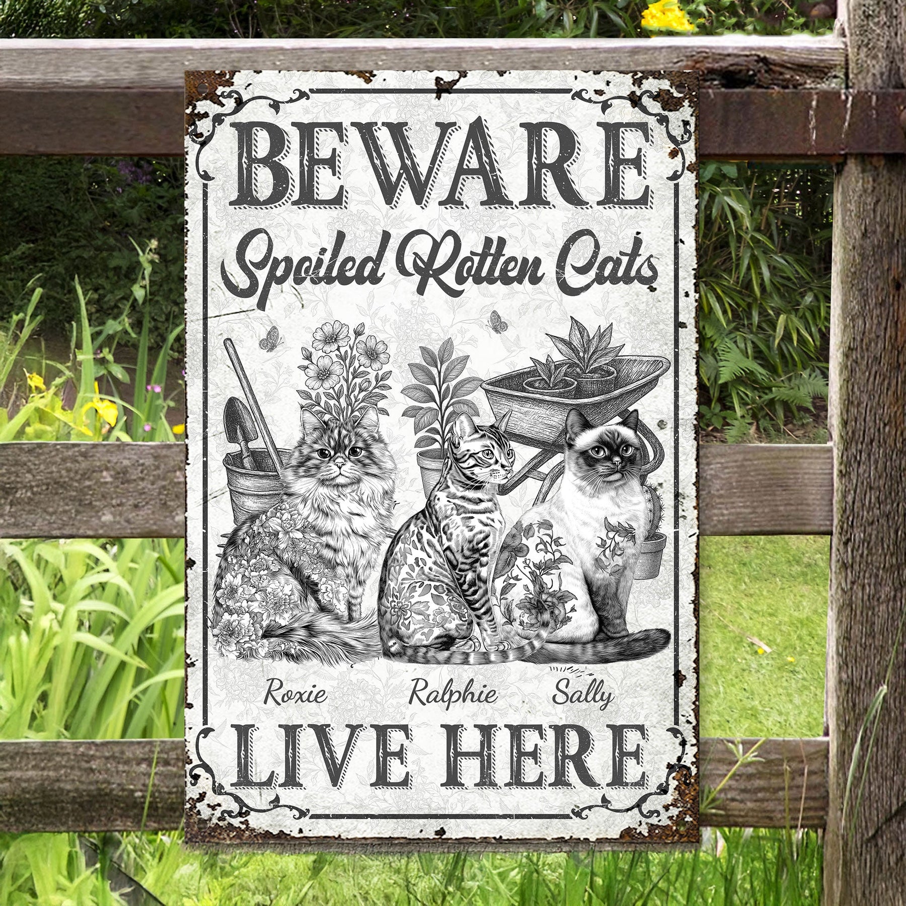 Spoiled Rotten Cats - Personalized Metal Sign