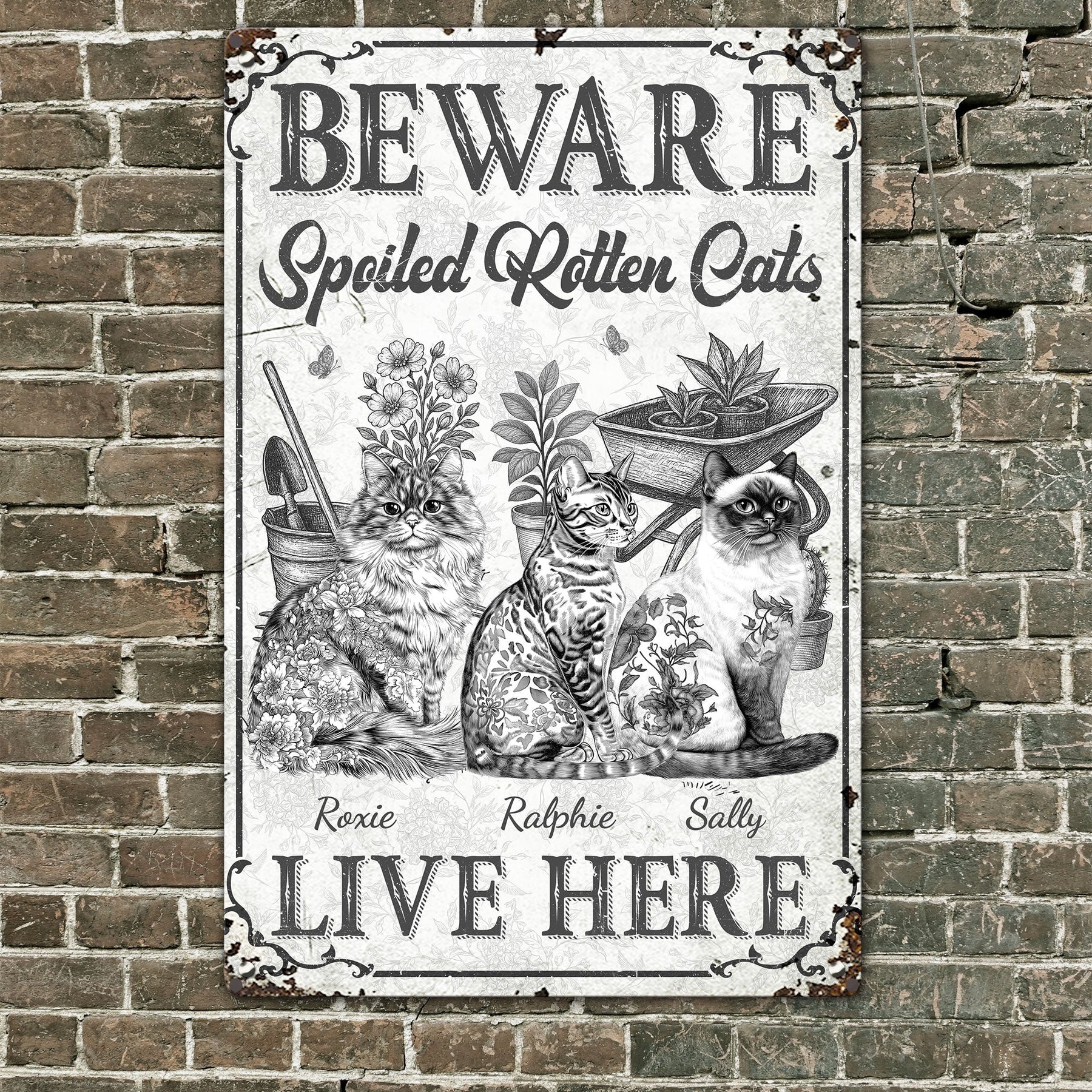 Spoiled Rotten Cats - Personalized Metal Sign