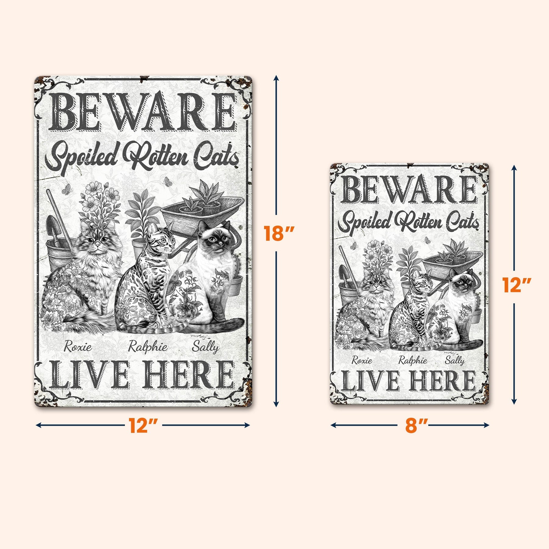 Spoiled Rotten Cats - Personalized Metal Sign