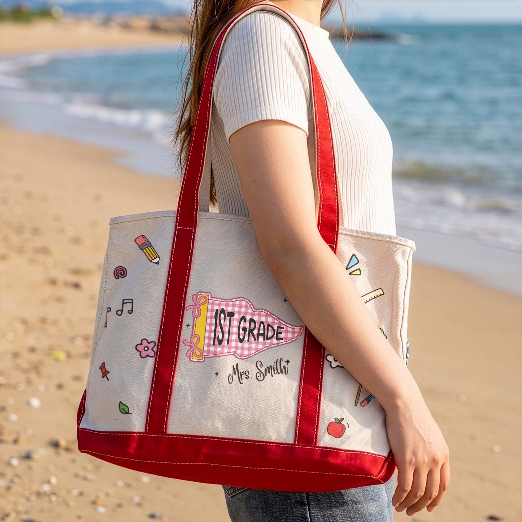 Teacher Pennant Flag - Personalized Tote Bag