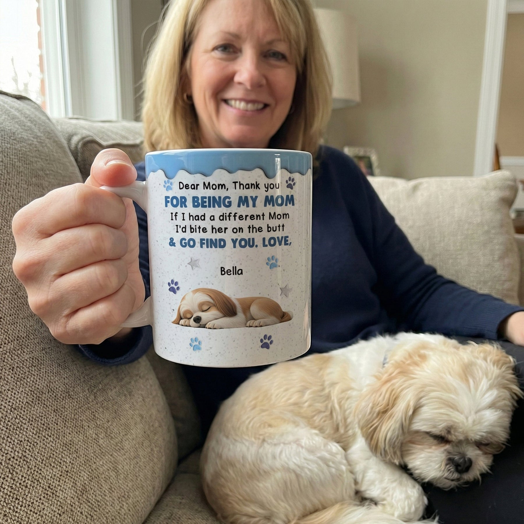 Thank You For Being My Mom - Sleeping Dog - Personalized Mug