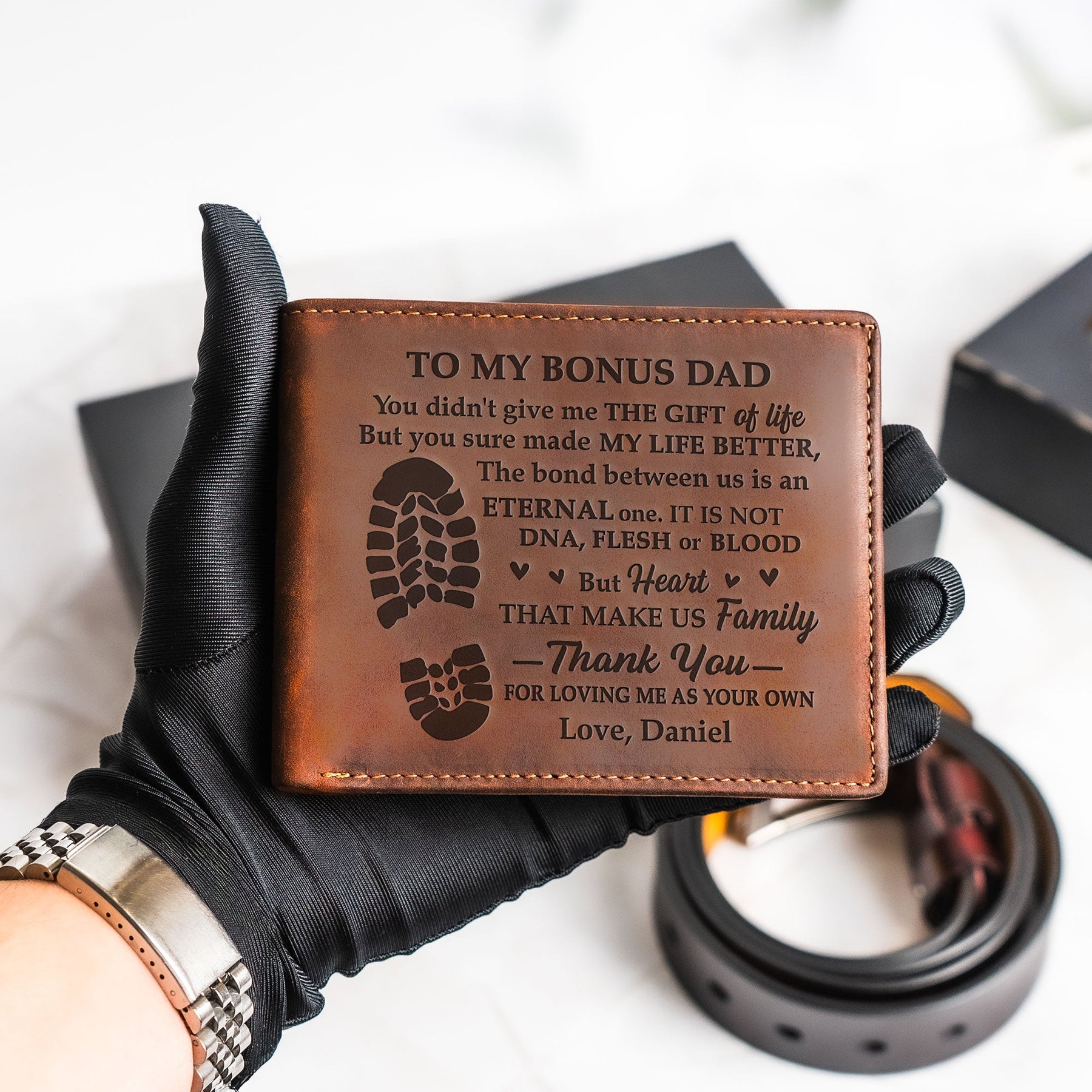 Thank You For Stepping Up, Dad - Father's Day Leather Gift Box Set