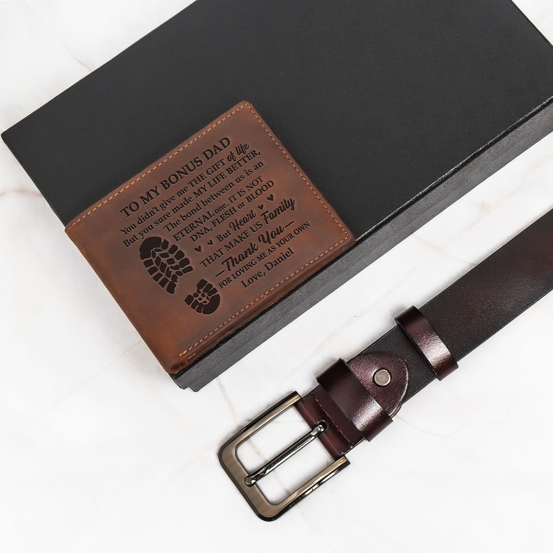 Thank You For Stepping Up, Dad - Father's Day Leather Gift Box Set