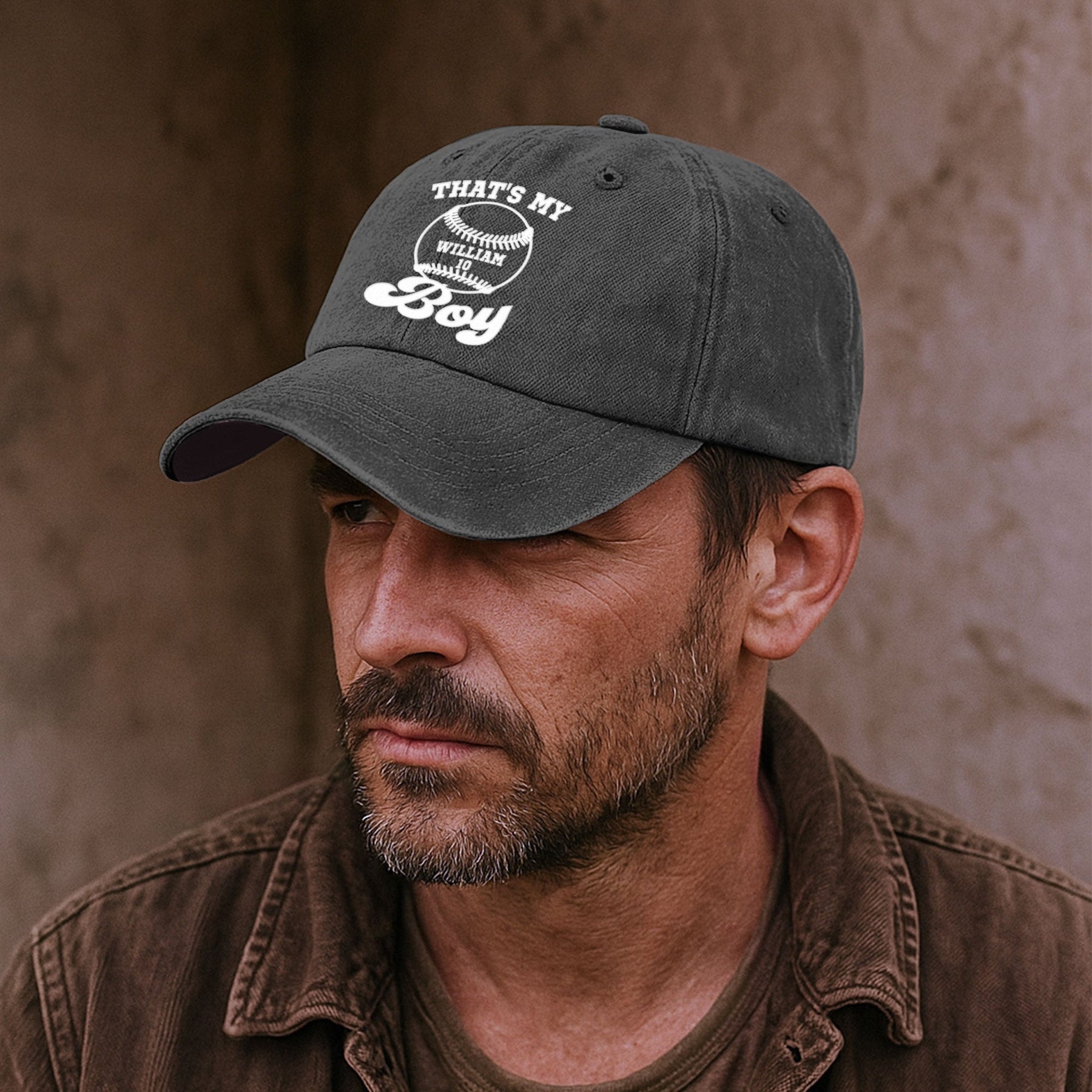 That's My Boy, Girl, Baseball, Football - Personalized Distressed Denim Cap