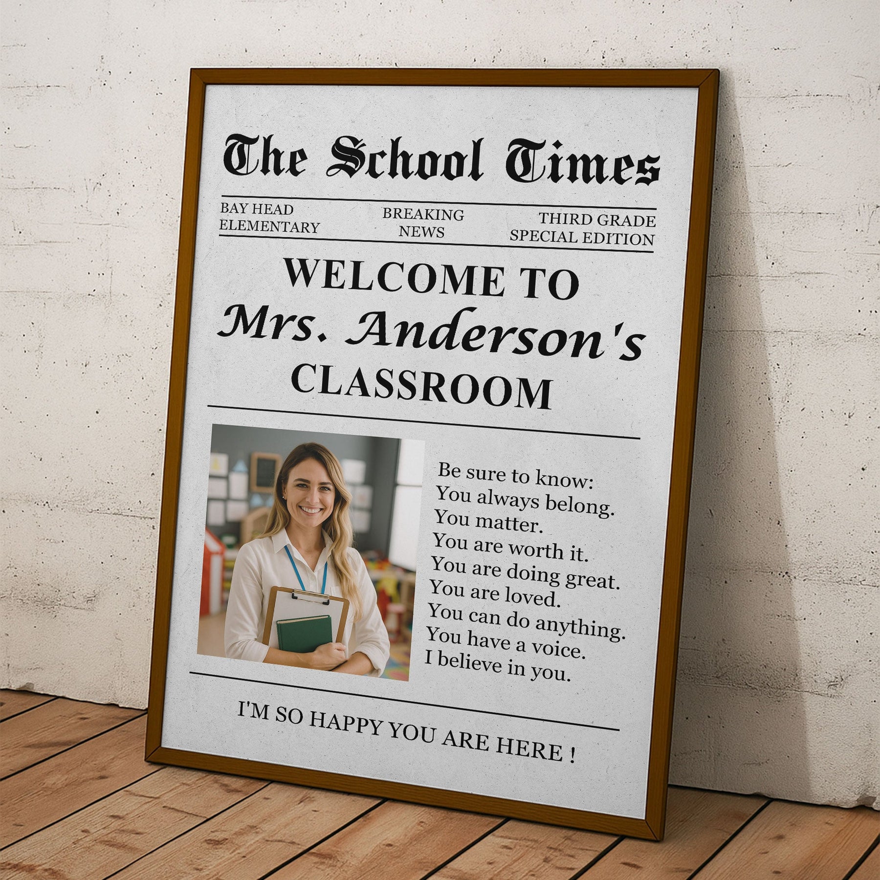 The Back To School Times Teacher Newspaper - Personalized Photo Poster/Canvas