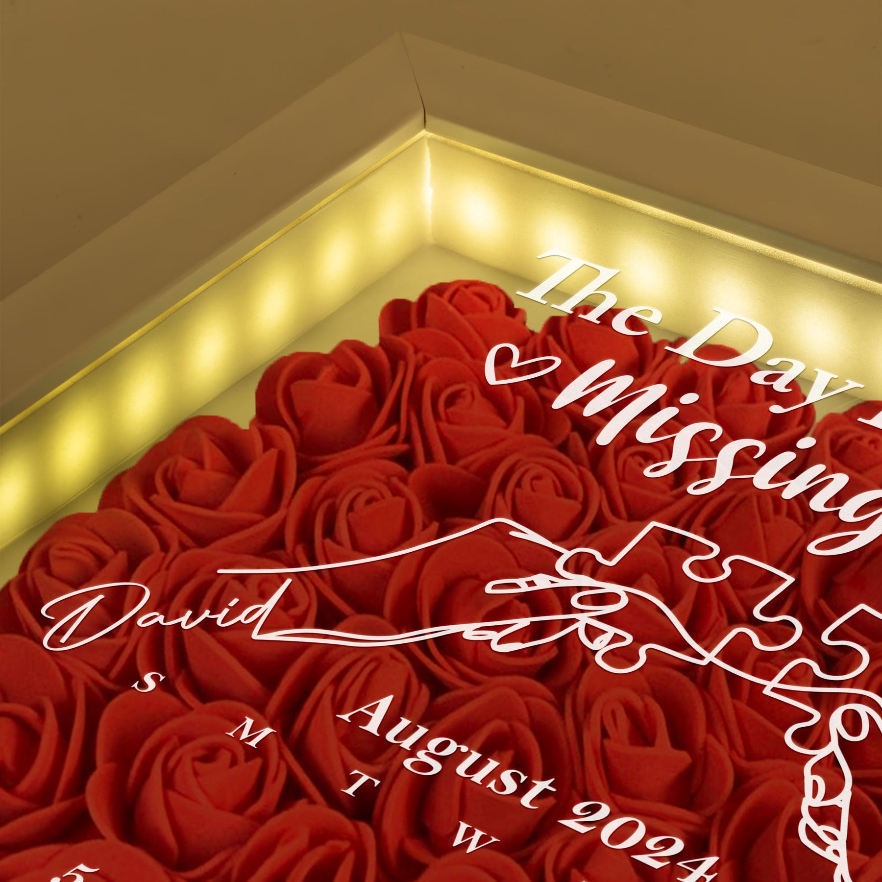 The Day I Found My Missing Piece - Custom Date - Personalized Flower Shadow Box With LED Light