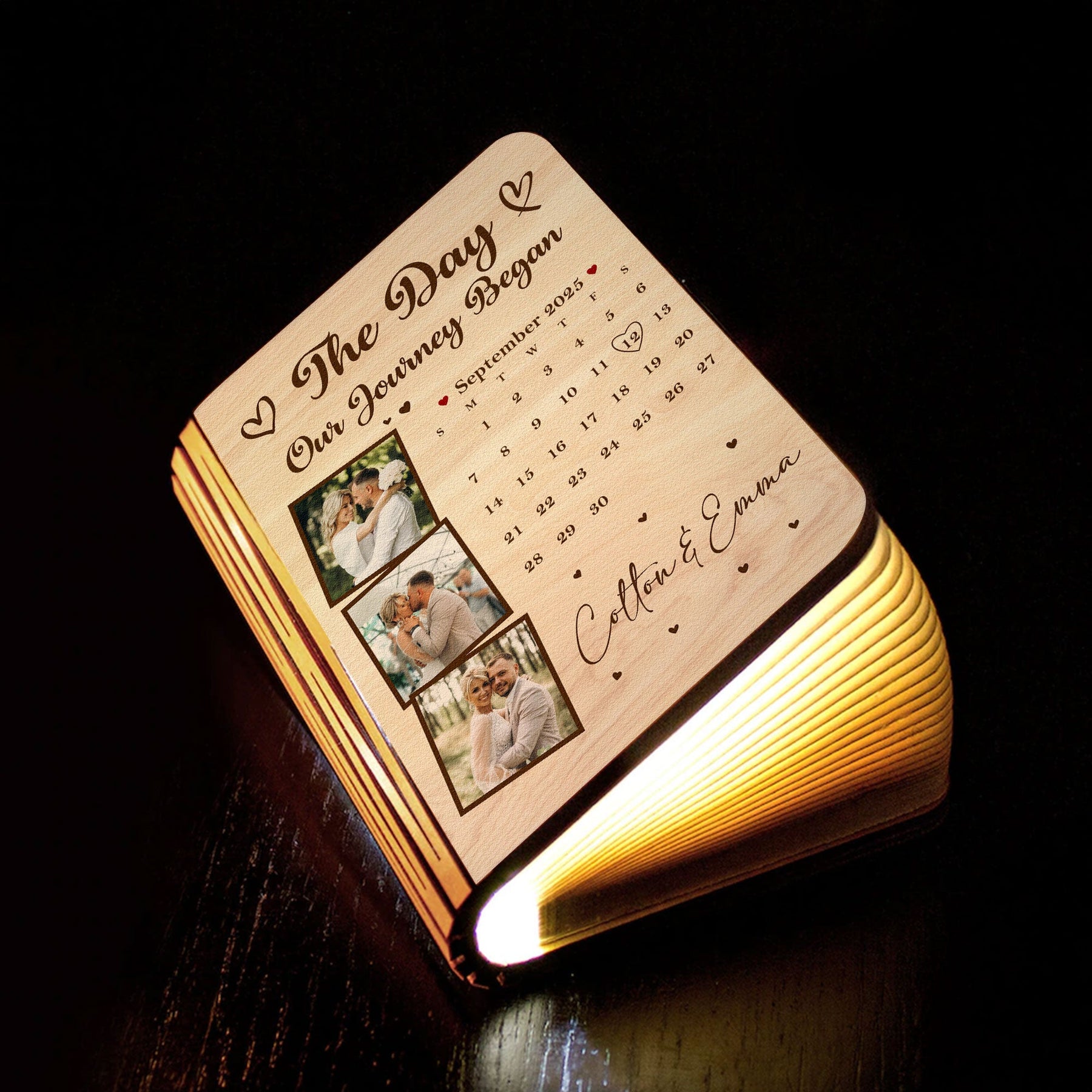 The Day Our Story Began Couple Anniversary Wedding Gift - Personalized Photo Book Lamp