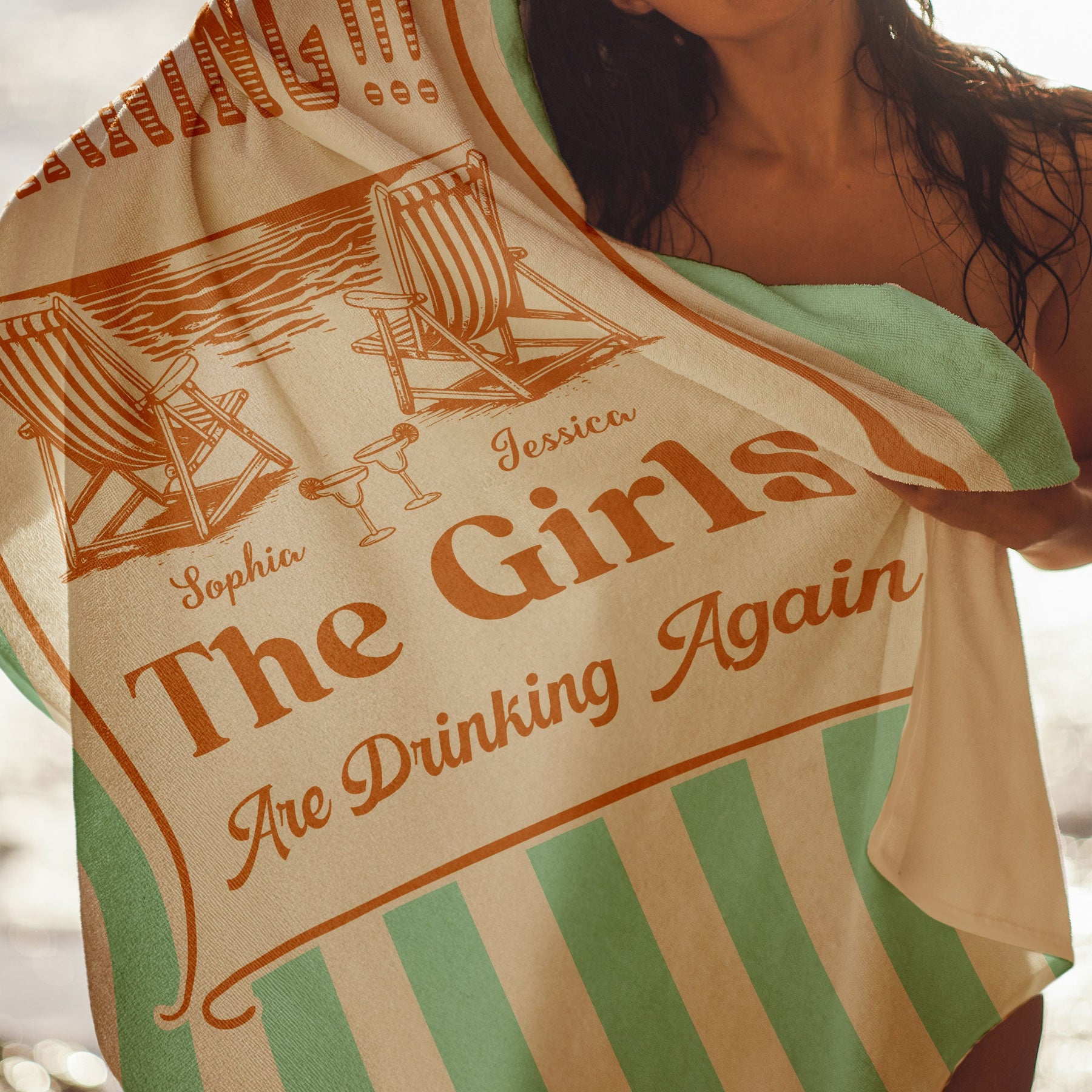 The Girls Are Drinking Again - Personalized Quick-Dry Beach Towel