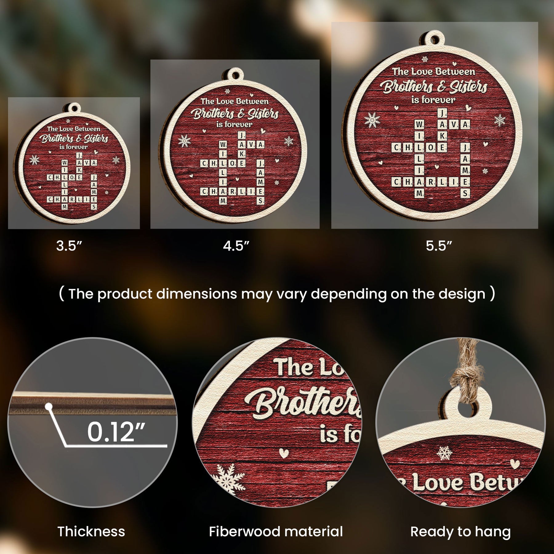 The Love Between Brothers And Sisters Is Forever - Personalized Wooden Ornament