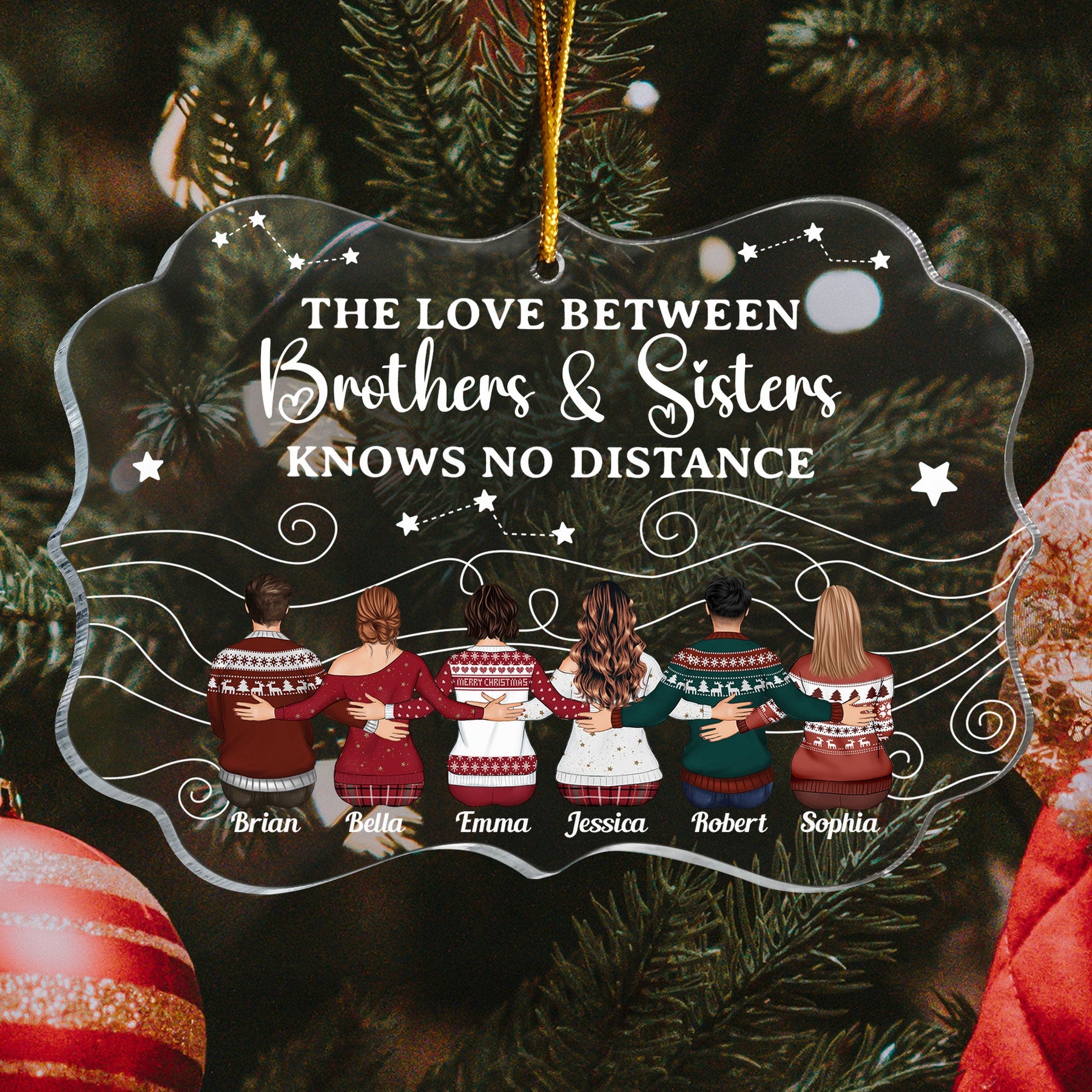 Christmas Family, Sisters, Siblings Together - Personalized Acrylic Ornament