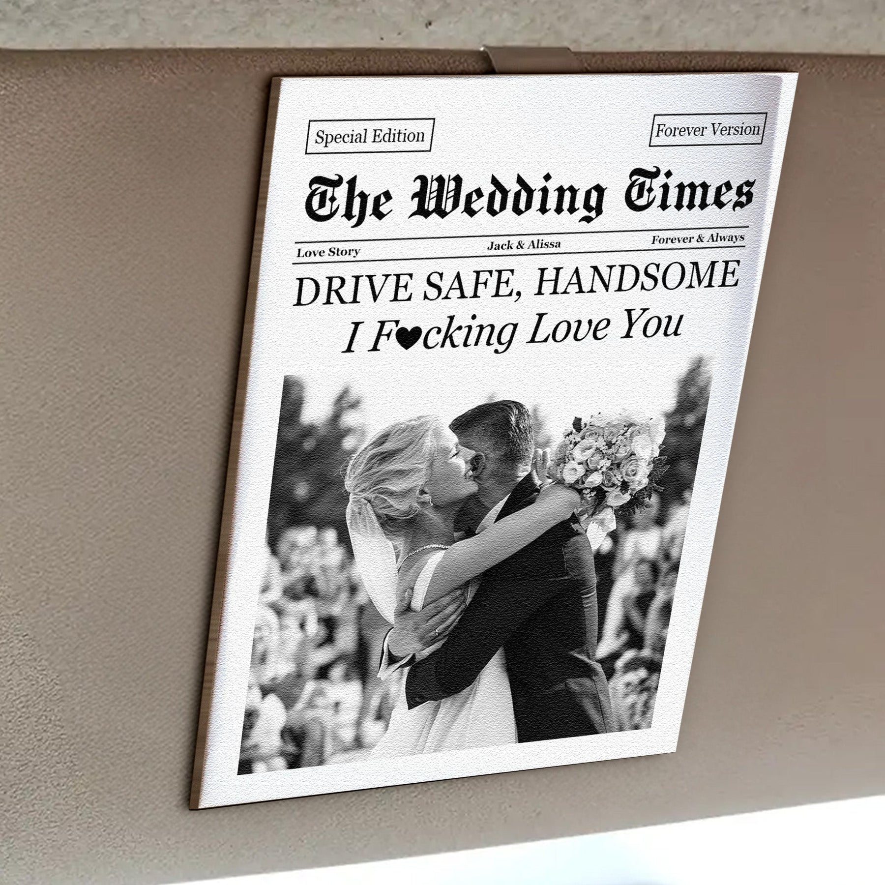 The Love Times Newspaper Drive Safe For Husband, Daddy, Family - Personalized Car Visor Clip
