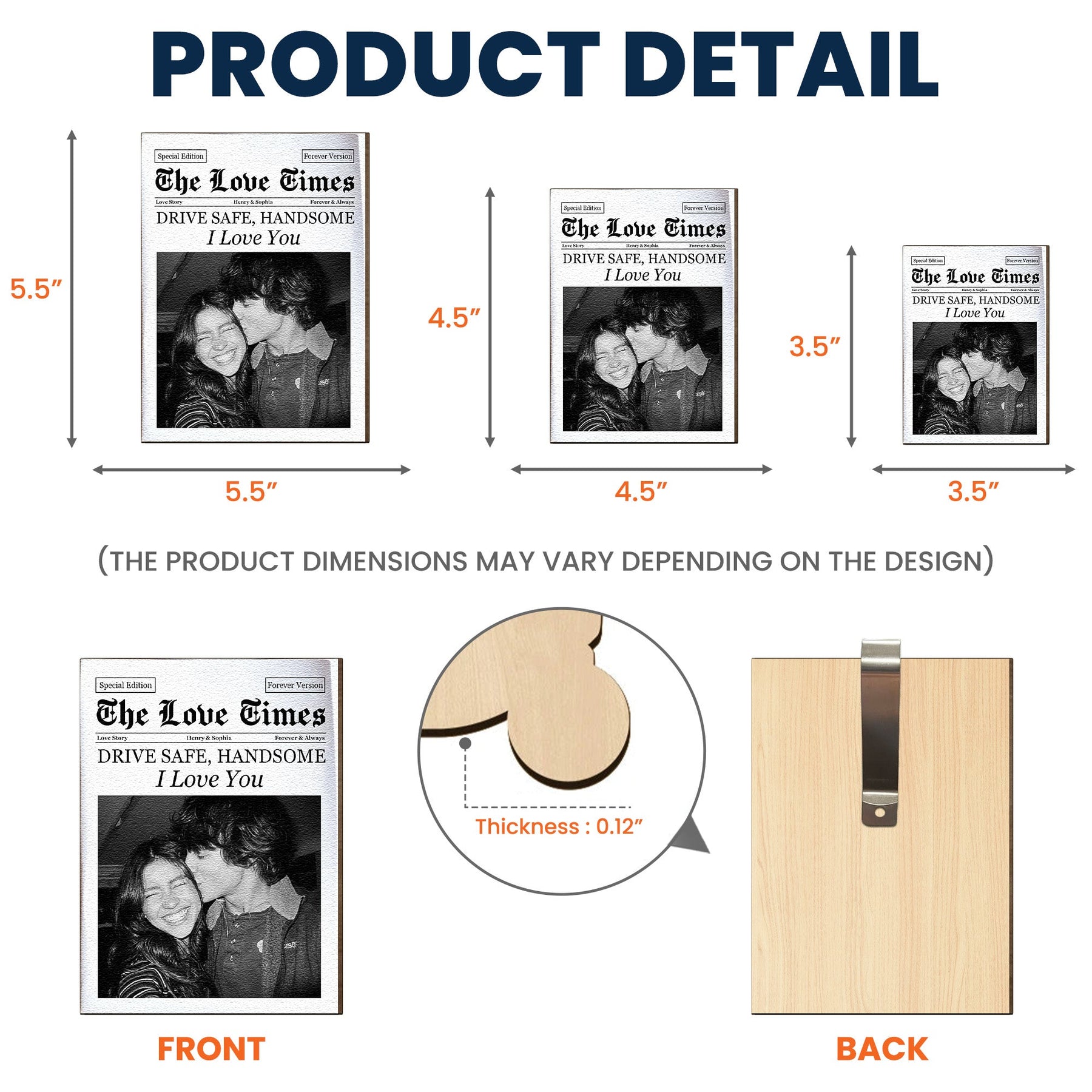 The Love Times Newspaper Drive Safe For Husband, Daddy, Family - Personalized Car Visor Clip