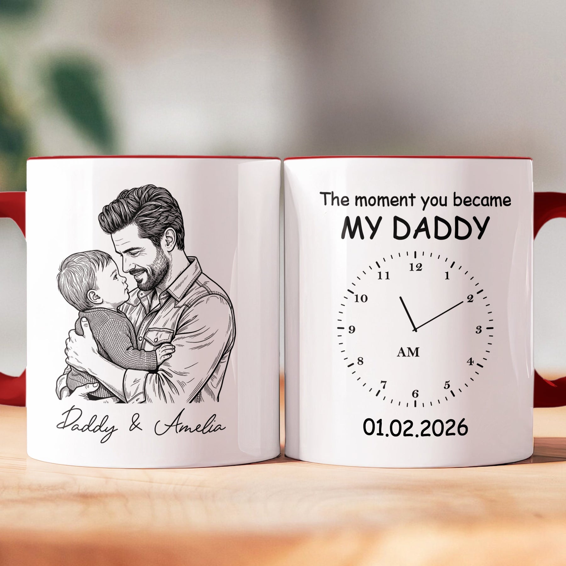 The Moment You Became My Dad Sketch Line Art Father's Day Gift For Dad, Husband - Personalized Mug