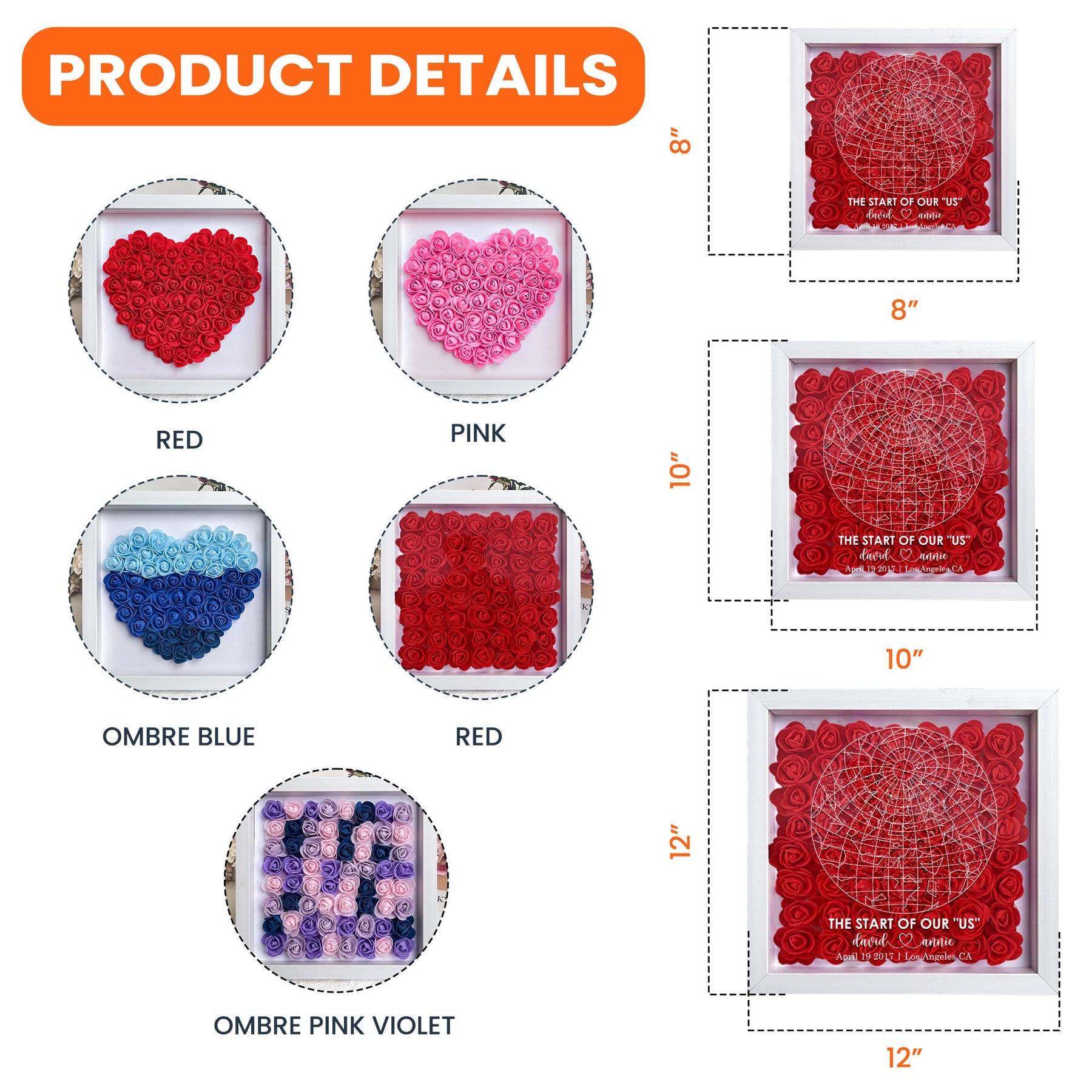 The Night Our Love Story Began Custom Star Map - Personalized Flower Shadow Box With LED Light