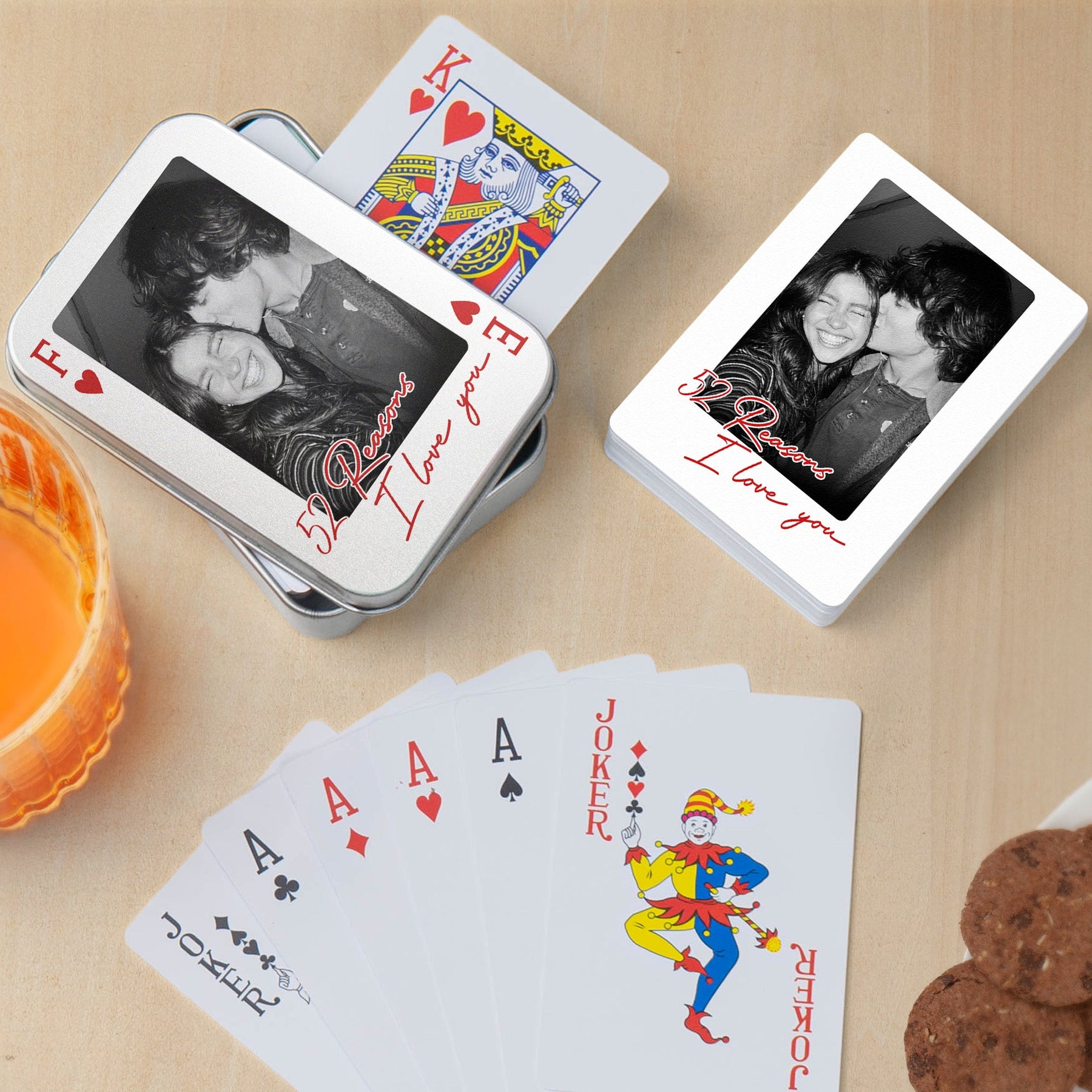 The Perfect Pair How Lucky Are We, Desk Game Night Idea For Couples - Personalized Playing Photo Cards With Metal Box