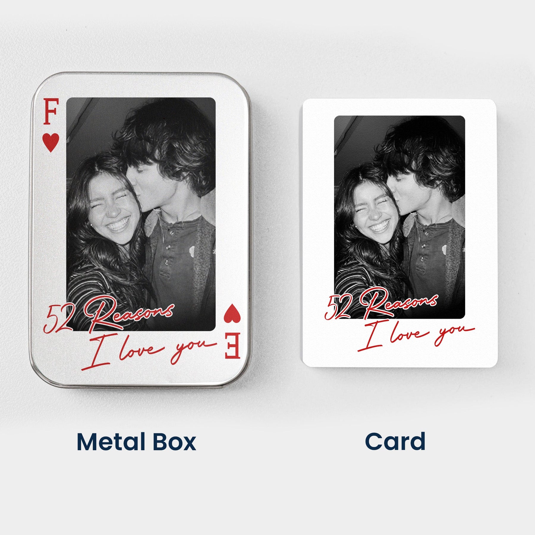 The Perfect Pair How Lucky Are We, Desk Game Night Idea For Couples - Personalized Playing Photo Cards With Metal Box