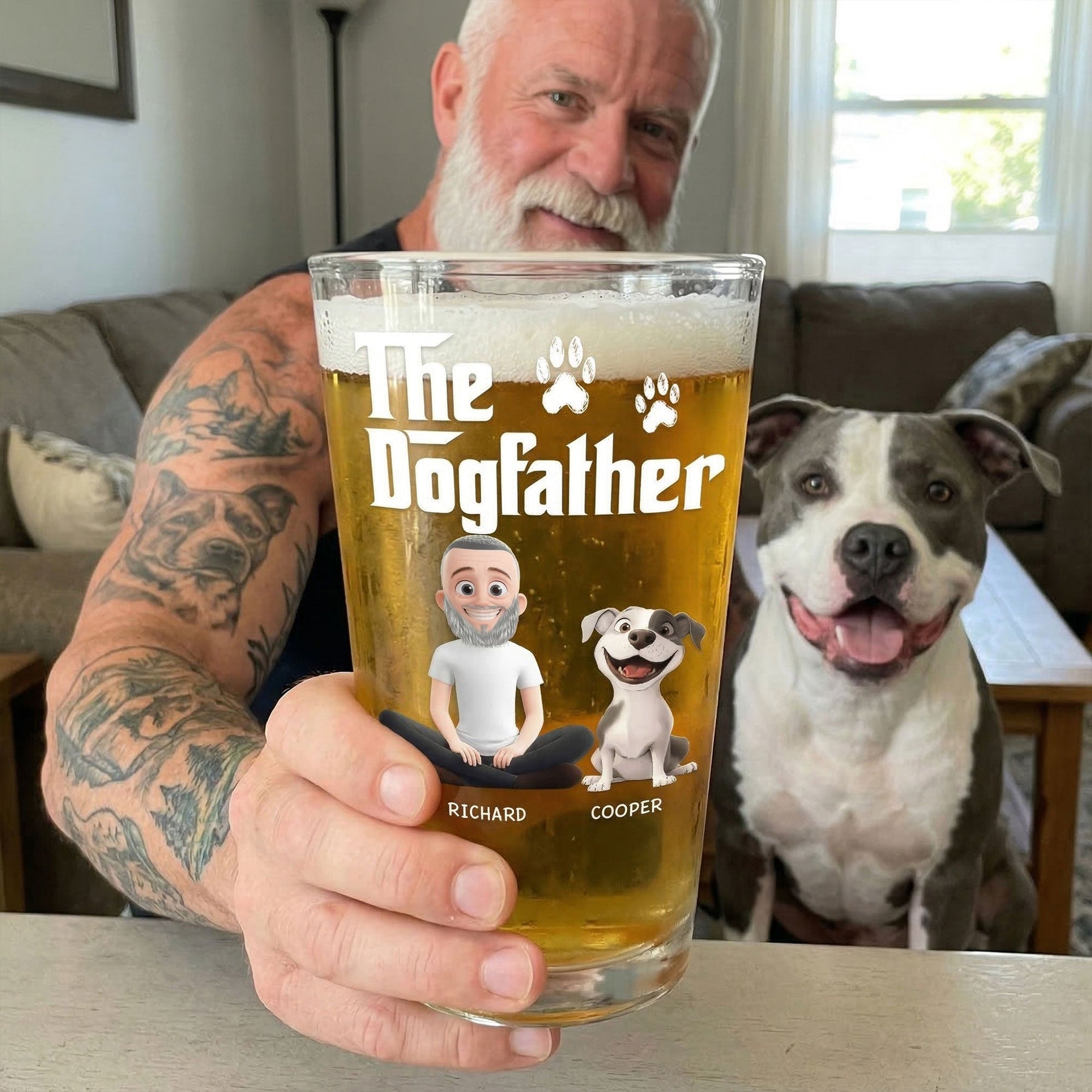 The Dogfather - Personalized Beer Glass