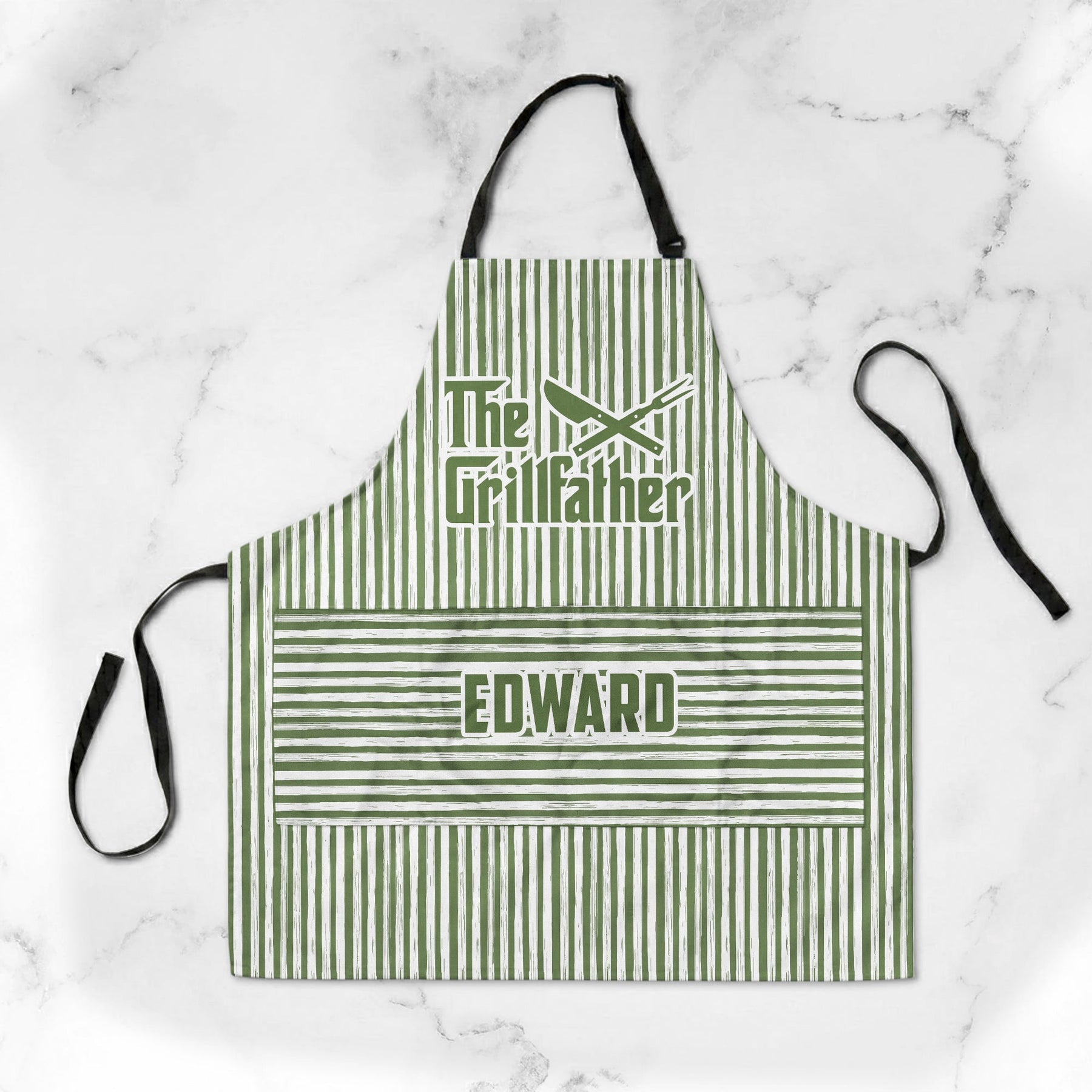 The Grillfather Custom Name Striped Pattern Father's Day Gift For Dad, Husband - Personalized Apron