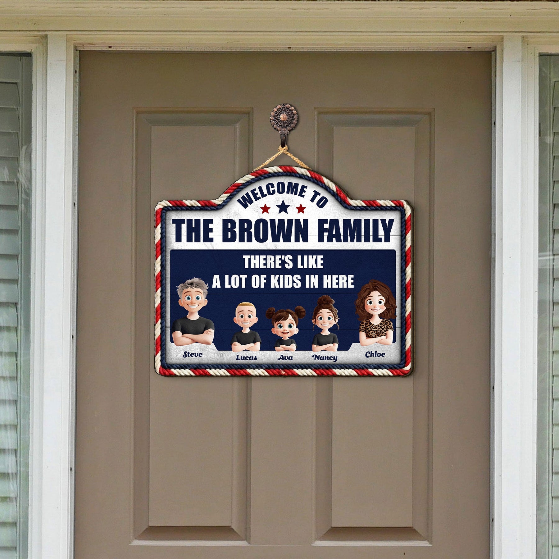 There's Like A Lot Of Kids In Here Faux Pattern 3D Version - Personalized Wood Sign