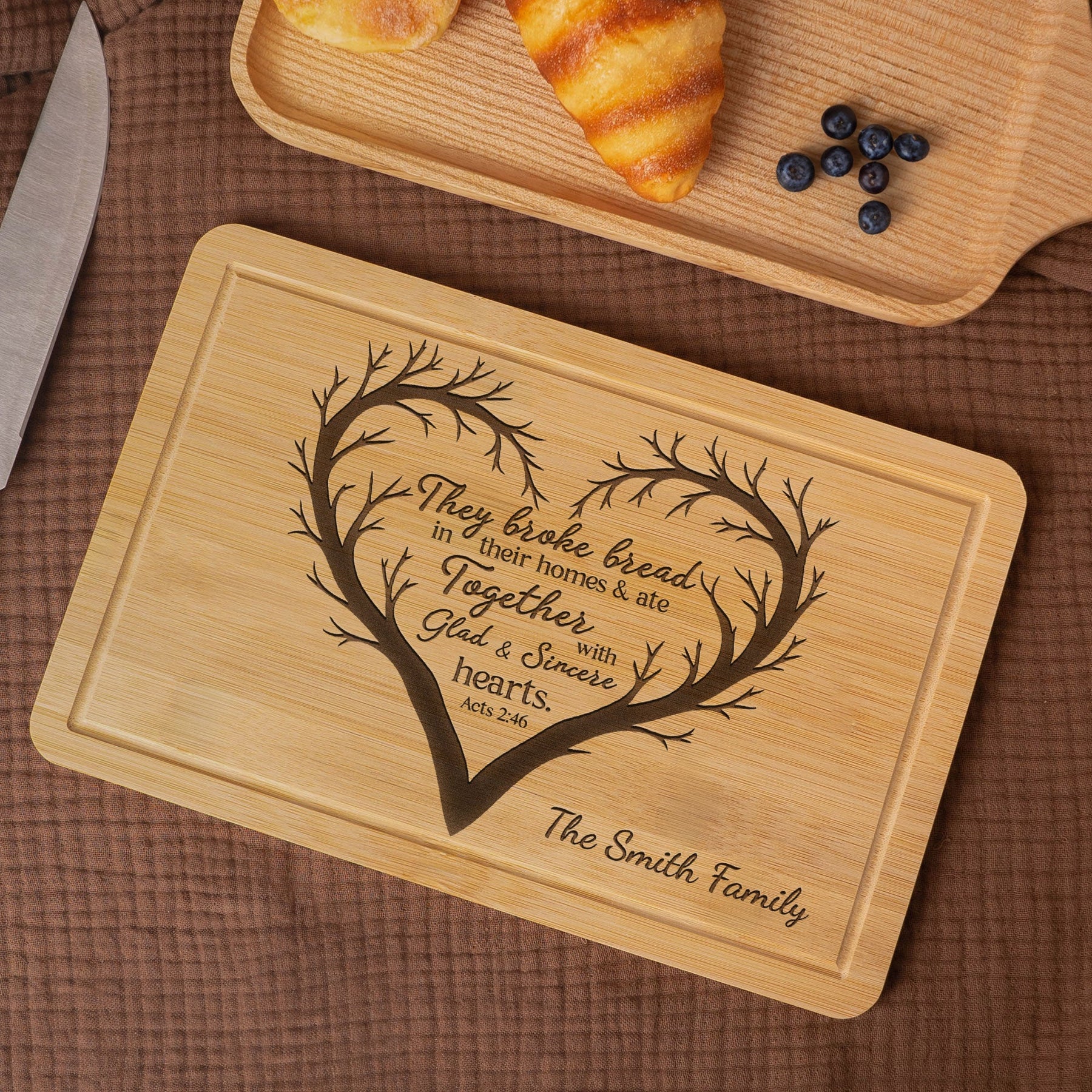 They Broke Bread In Their Homes - Personalized Engraved Wooden Cutting Board