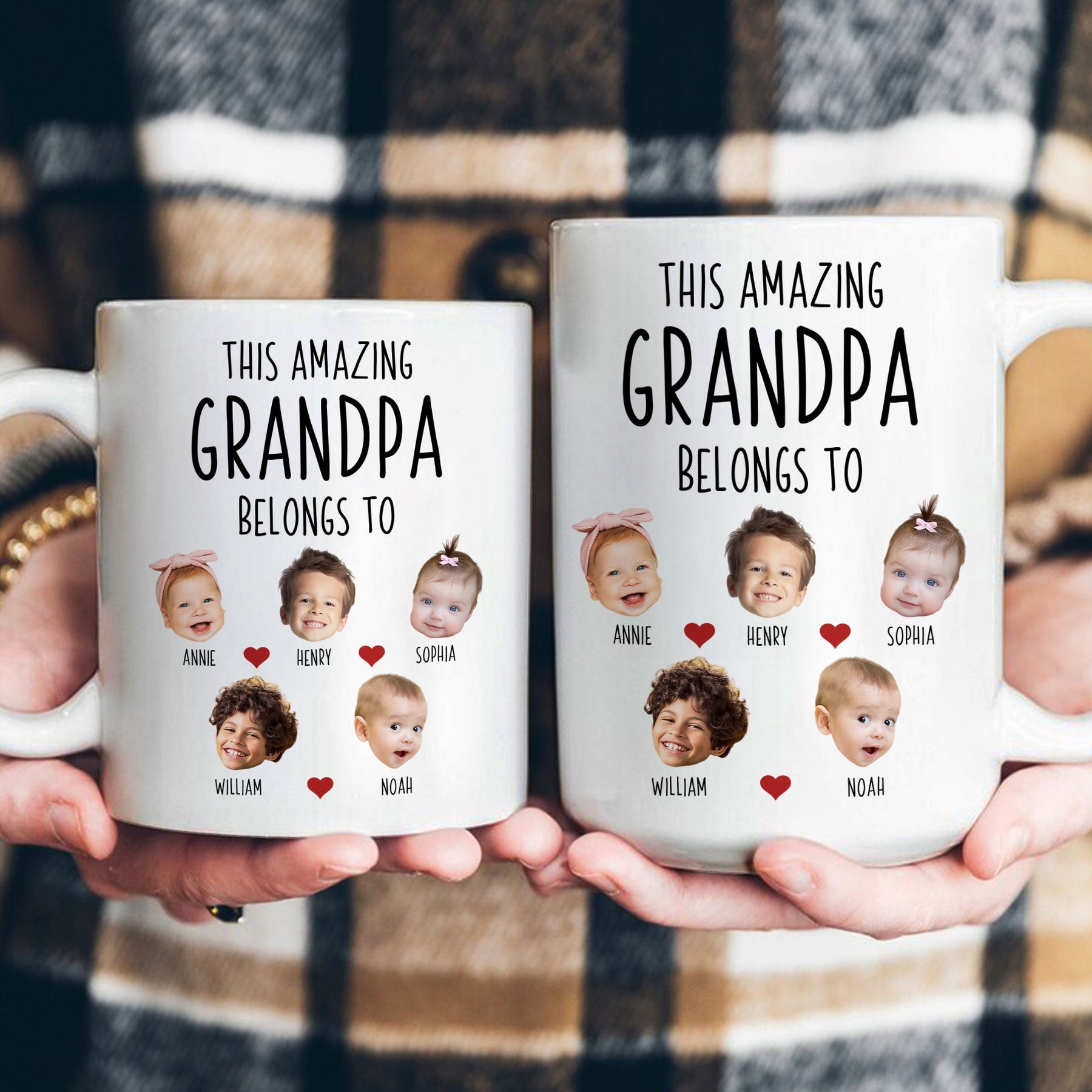 This Amazing Grandpa Belongs To Custom Kids Faces - Personalized Photo Mug
