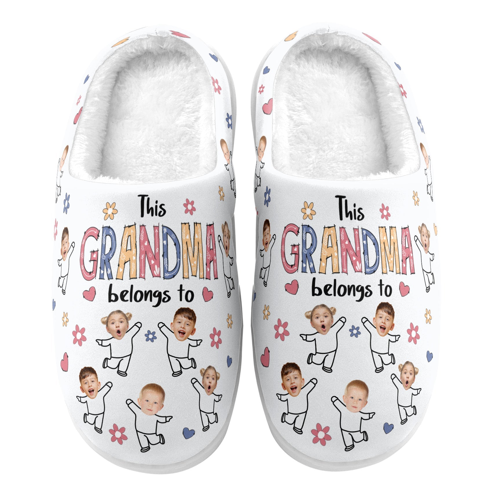 This Grandma Belongs To Custom Kid Faces - Personalized Photo Slippers