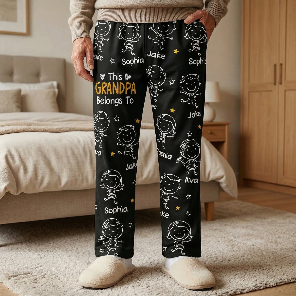 This Grandpa Belongs To Doodle - Personalized Sweatpants, Lounge Pants With Pockets
