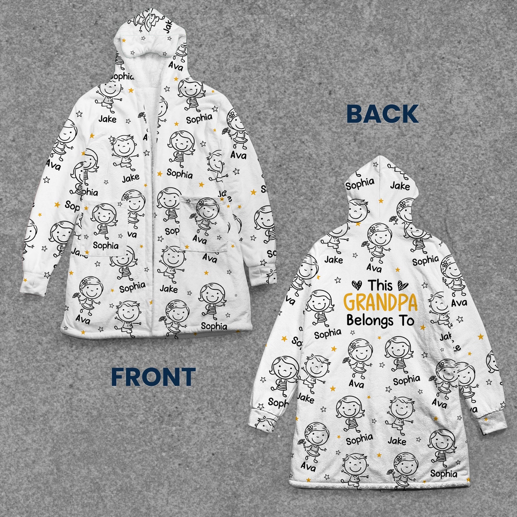 This Grandpa Grandma Belongs To - Personalized Hooded Robe
